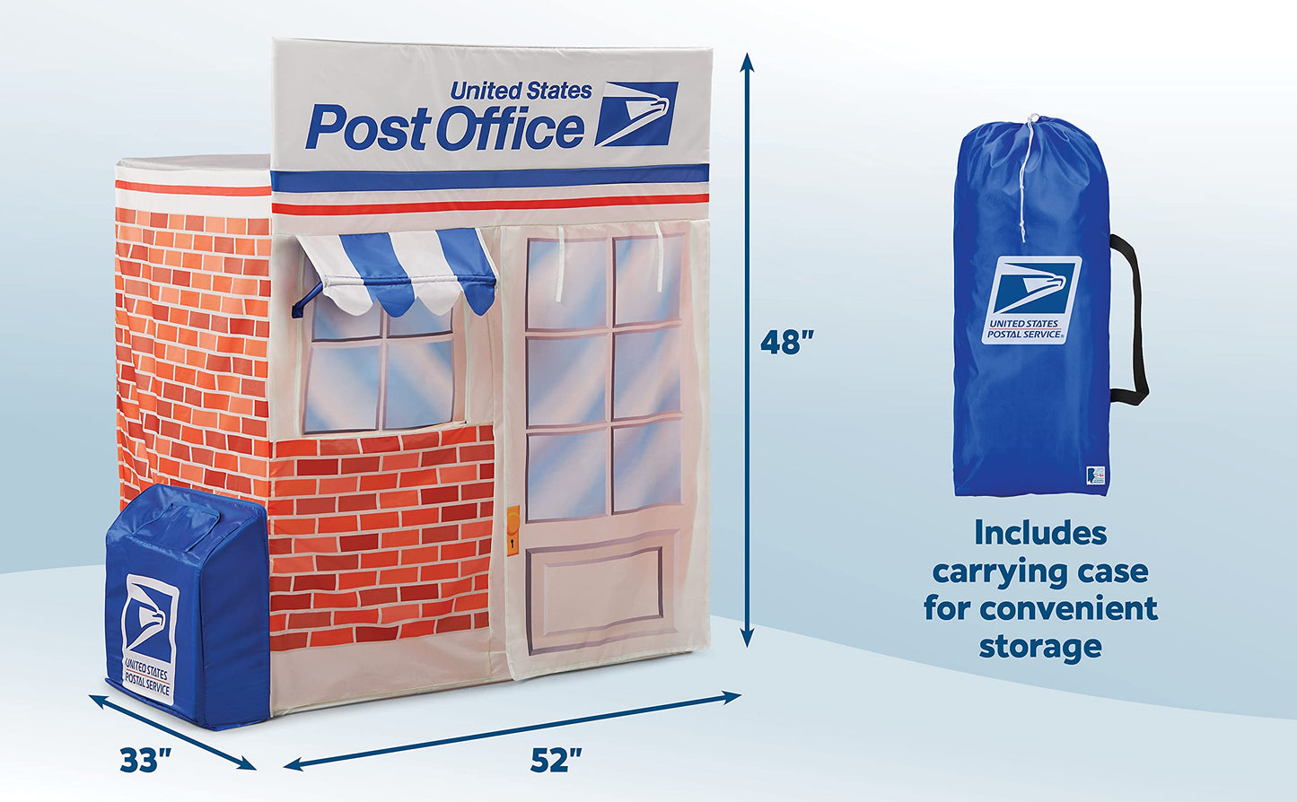 Kid Trax USPS Play Tent for Kids, Tent House for Kids, Large Front and Rear Openings, Mail Collection Box, Includes Carrying Case, Mail Truck or Carrier Accessory, Kids Play House, Post Office Toys