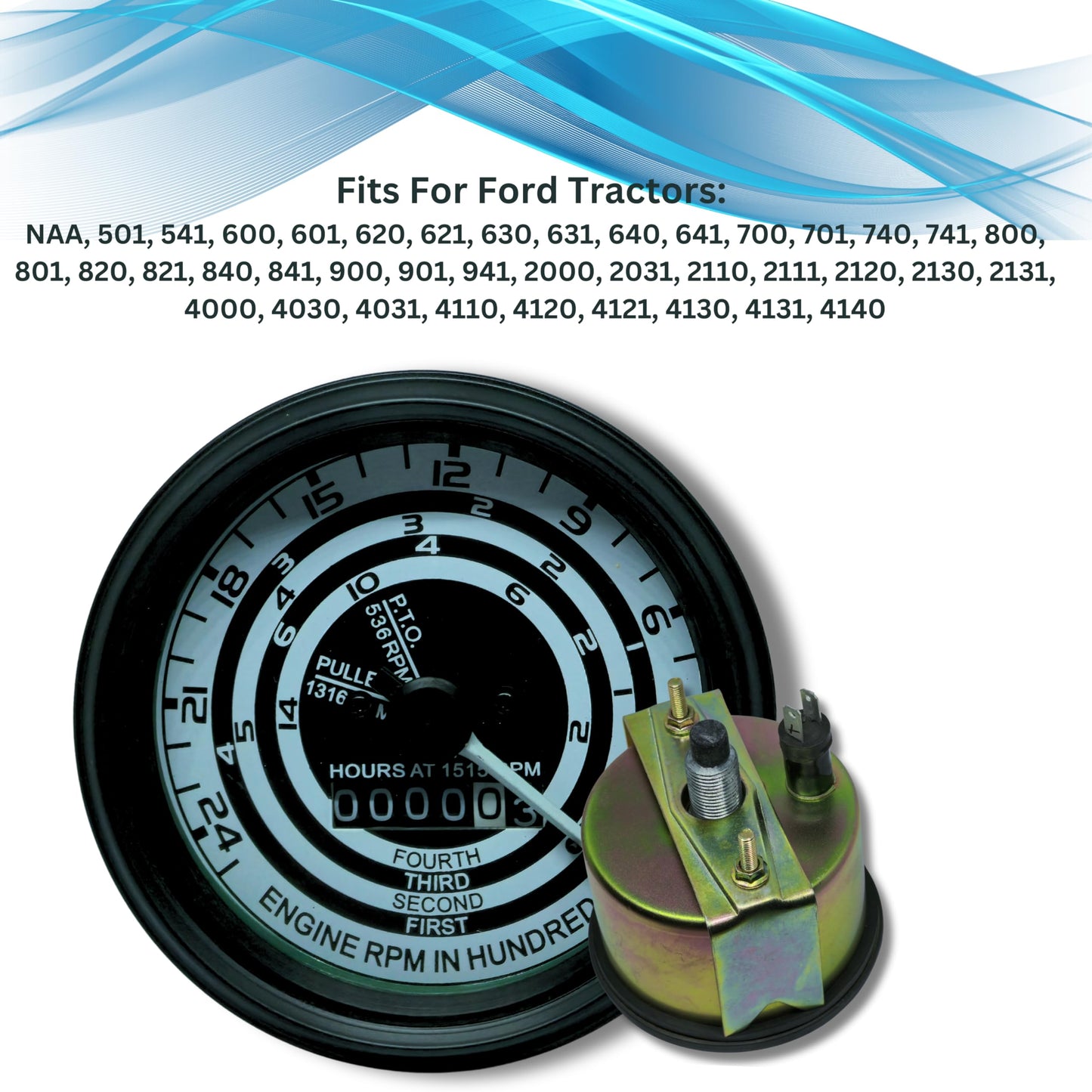 VR Autopedia Black Bezel Gauge Set for Ford Tractors - Tach, Temp, Amp, Oil Pressure | Fits Models 600, 800, 900, 1800, 2000, 4000 | Ford Replacement Instrument Cluster Kit | C3NN17360N | Ford Parts
