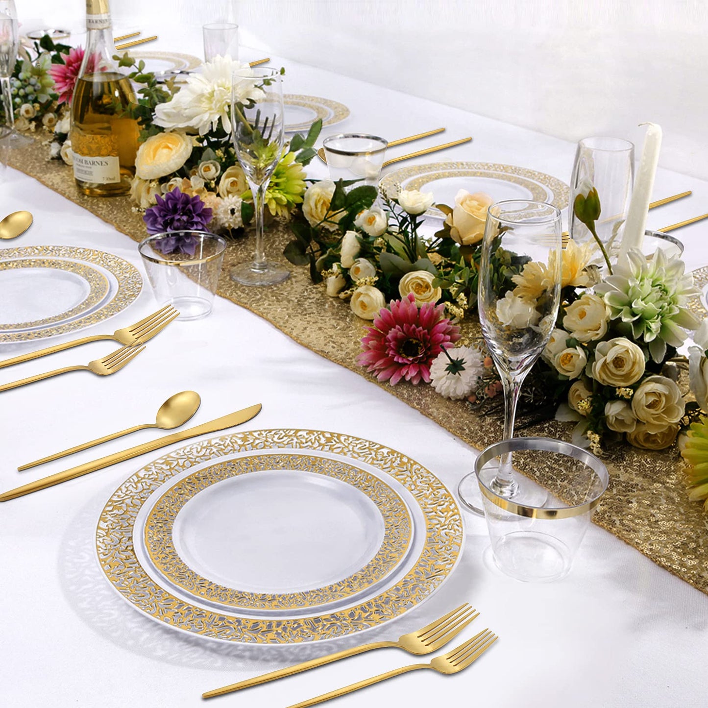 Matte Gold Silverware Set, VANVRO 60-Piece Stainless Steel Flatware Set, Satin Finish tableware Cutlery Set, Service for 12, Home and Restaurant, Dishwasher Safe
