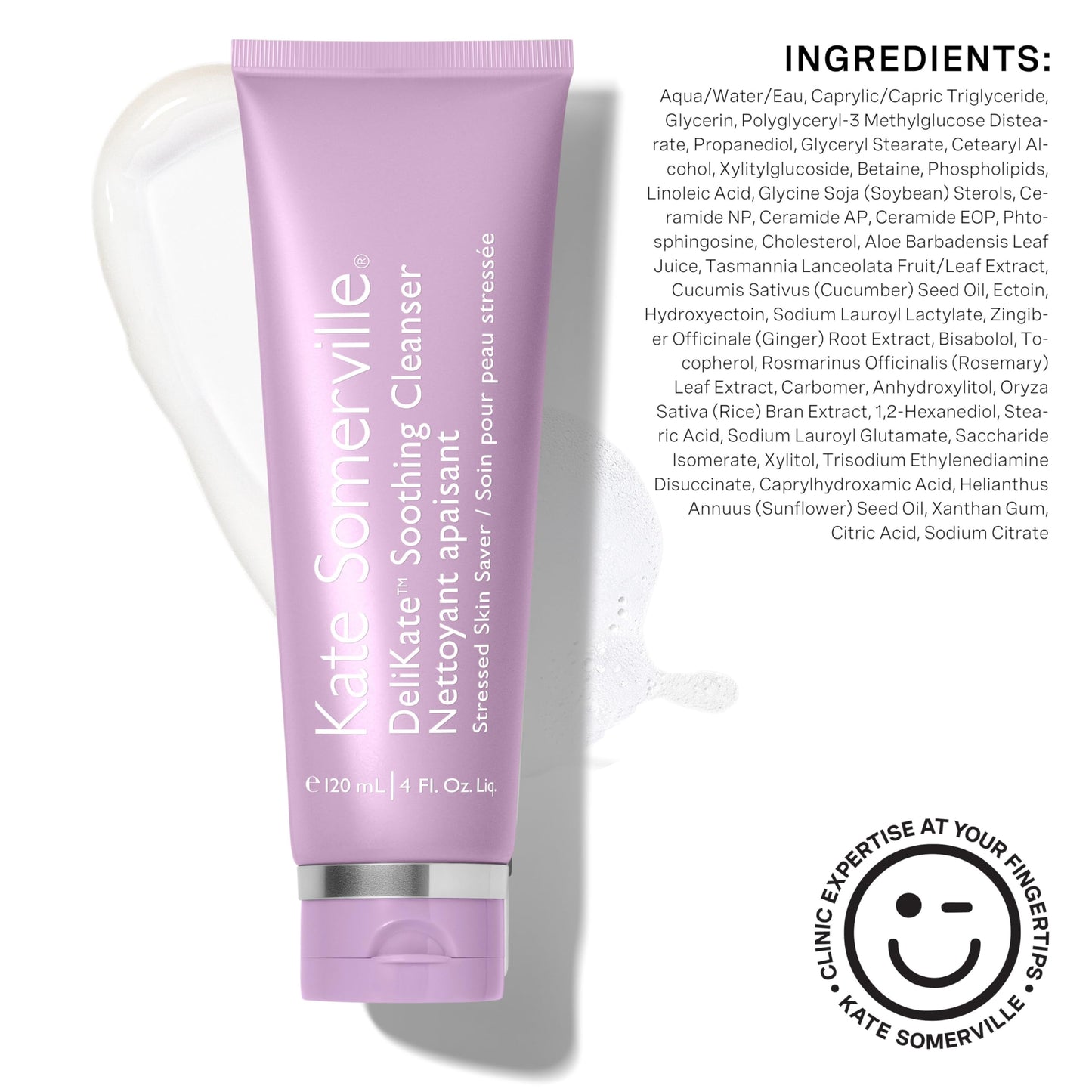 Kate Somerville DeliKate Soothing Cleanser – Clinically Proven Hydrating Face Wash – Gentle Irritation, Tightness and Redness Relief for Stressed or Sensitive Skin, 4 Fl Oz