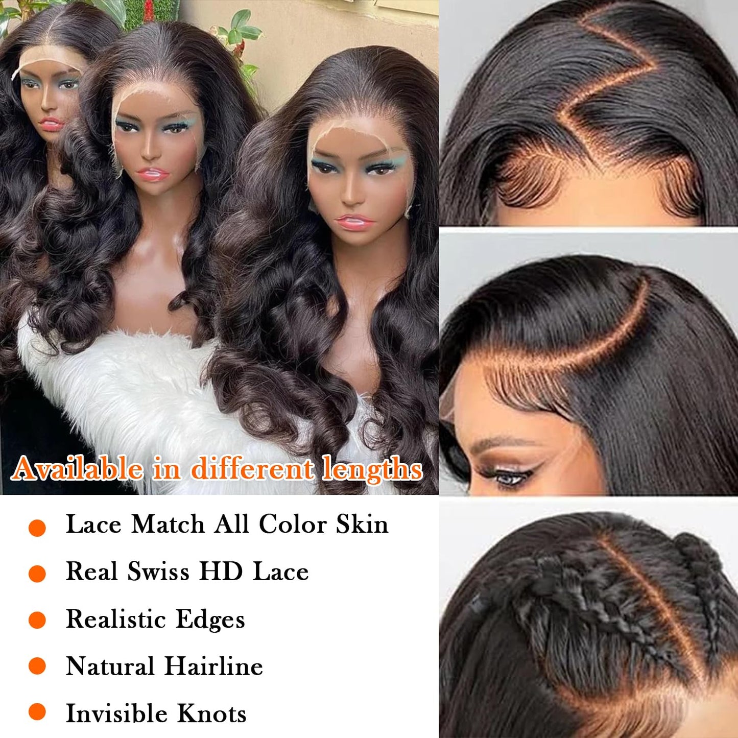 28 Inch Body Wave Lace Front Wigs Human Hair 13x4 HD Transparent Lace Frontal Wigs Human Hair 180% Density Glueless Wigs Human Hair Pre Plucked With Natural Hairline Baby Hair Wigs For Black Women