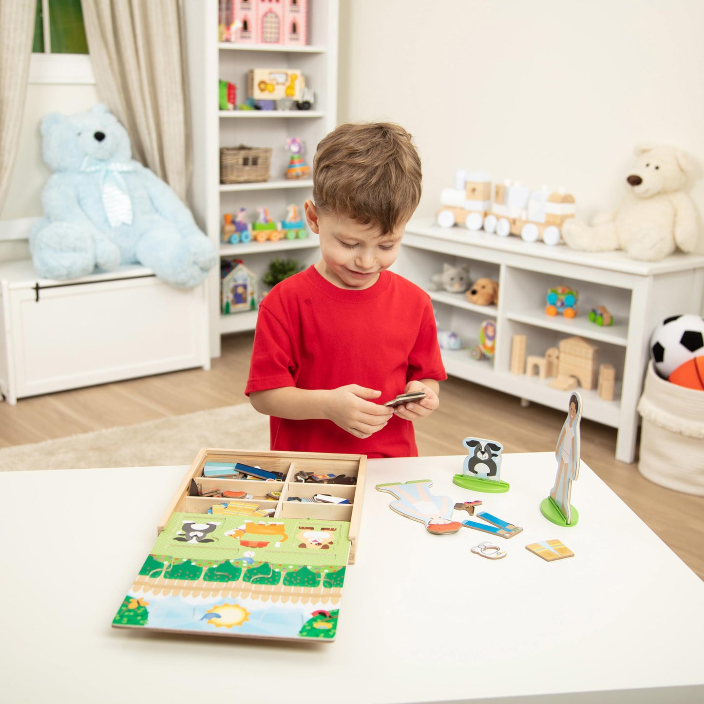 Melissa & Doug Occupations Magnetic Dress-Up Wooden Dolls Pretend Play Set (82 pcs) Pretend Play Magnetic Dress-Up Dolls for Kids