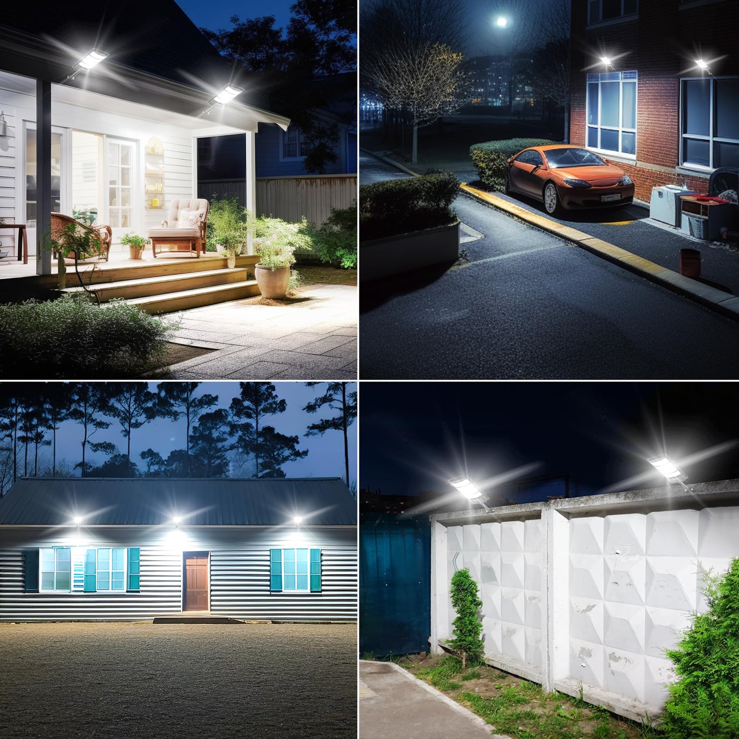 Solar Lights Outdoor - 6500K Solar Street Lights Outdoor Dusk to Dawn, 270° Wide Angle Security Flood Light IP66 Waterproof Solar Lights, Motion Sensor Led Street Lights For Yard/Road/Farm-2PACK