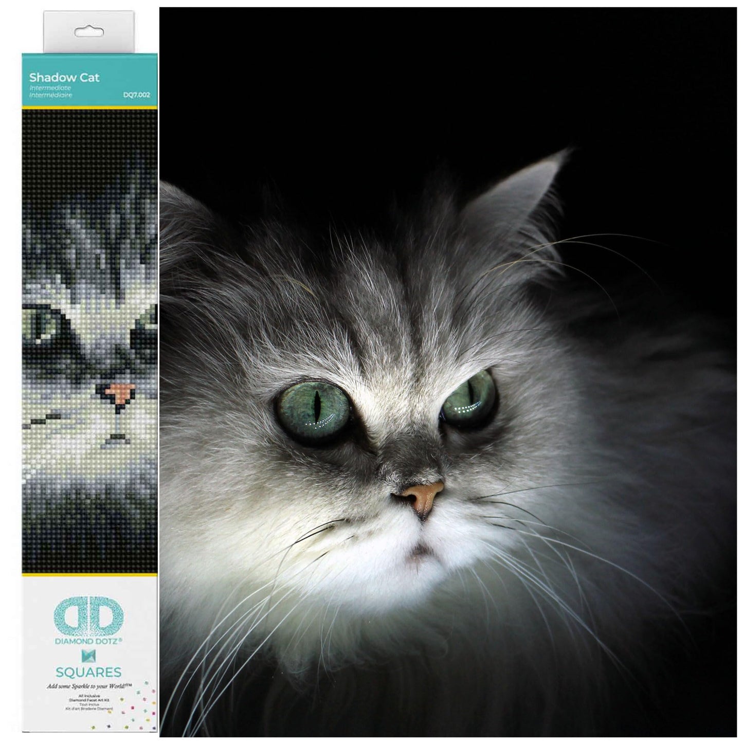 Diamond Dotz Square Diamond Facet Art Kit 9.8"X12.6"-Shadow Cat -DQ7002