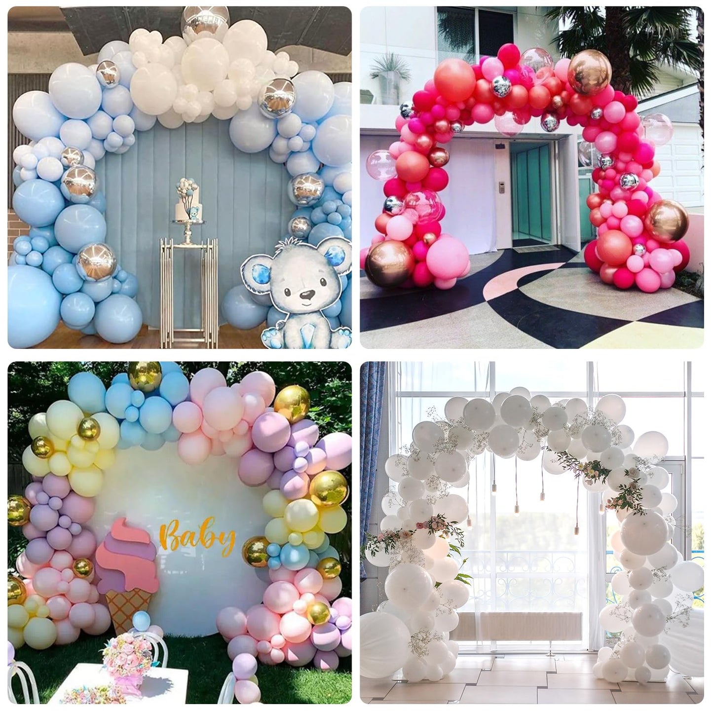 RUBFAC Balloon Arch Kit and Balloon Pump, 10Ft Wide Adjustable Balloon Arch Stand for Floor Frame with Electric Pump Bases Balloon Accessories for Birthday Party Baby Shower Festival Decorations