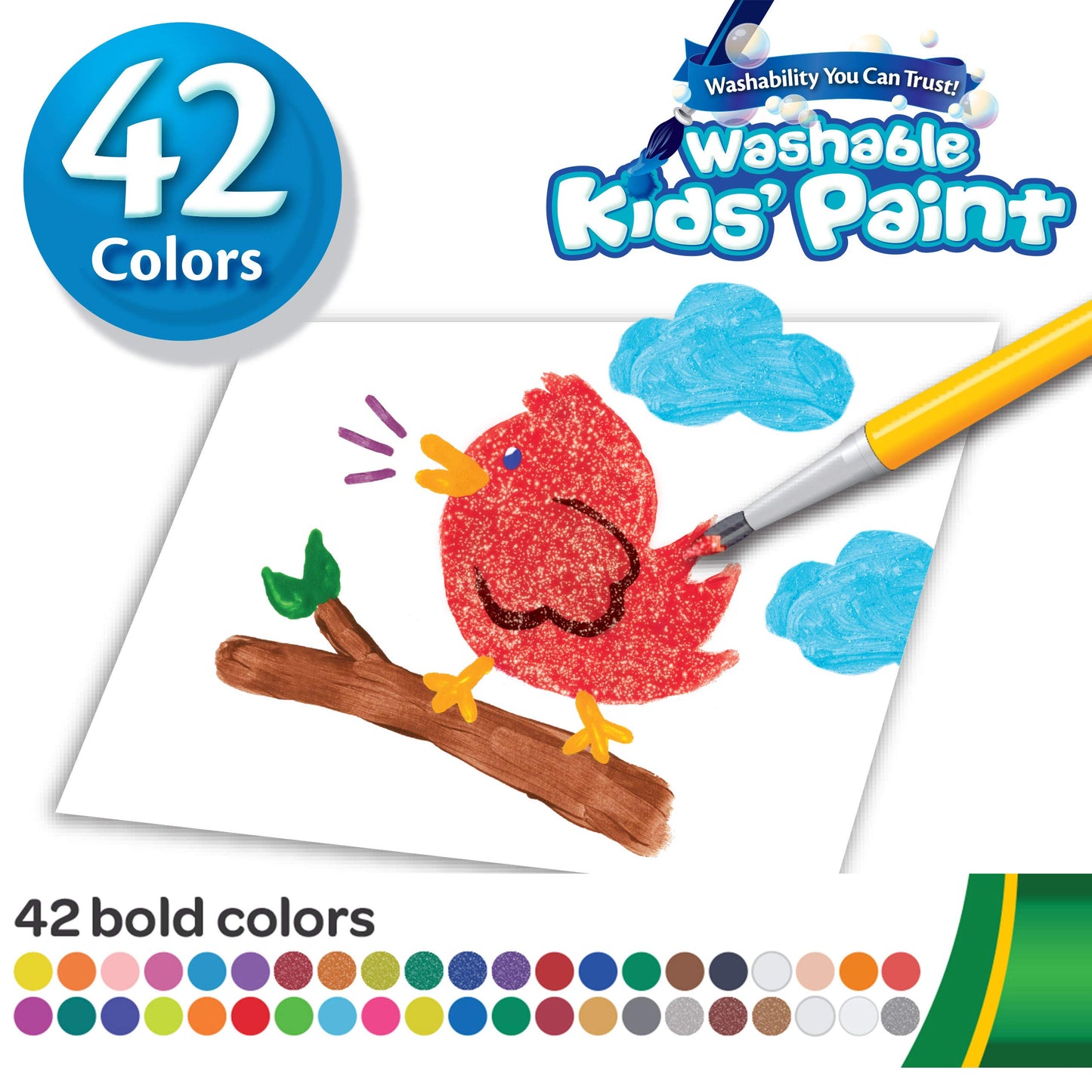 Crayola Kid's Washable Paint Set, 42 Ct., Gift for Kids, Ages 3, 4, 5, 6, 7