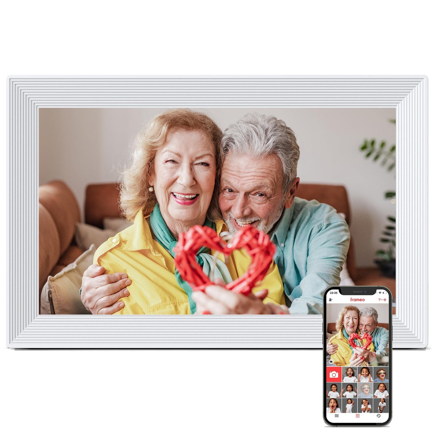 Frameo WiFi Digital Picture Frame, Birthday Gifts for Women, 10.1 Inch 1280 * 800IPS Touch Screen Digital Photo Frame, 16GB Memory, Auto-Rotate, Share Picture Video, Birthday Gift for Mom, Dad, Wife