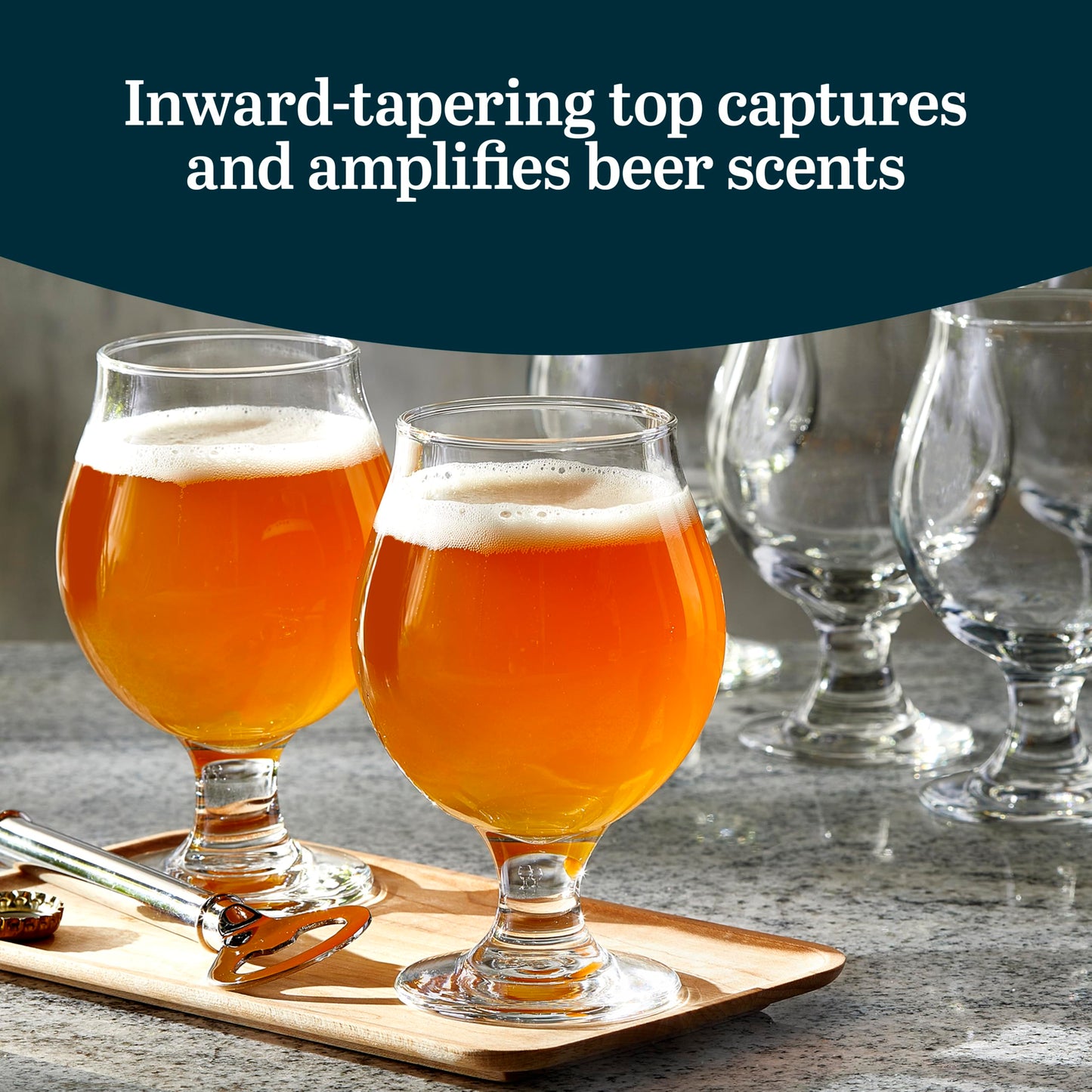 Libbey Entertaining Essentials Belgian Beer Glasses, 13 oz, Craft Beer Glasses Set of 6 for Belgian Ales, Unique Tulip Beer Glass Set for Entertaining