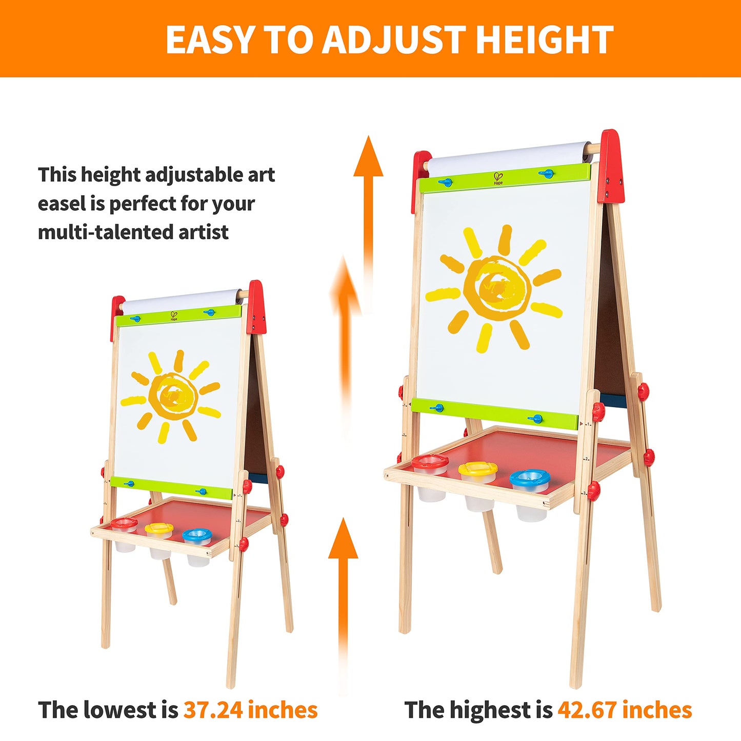 Hape All-in-One Wooden Kid's Art Easel with Paper Roll and Accessories