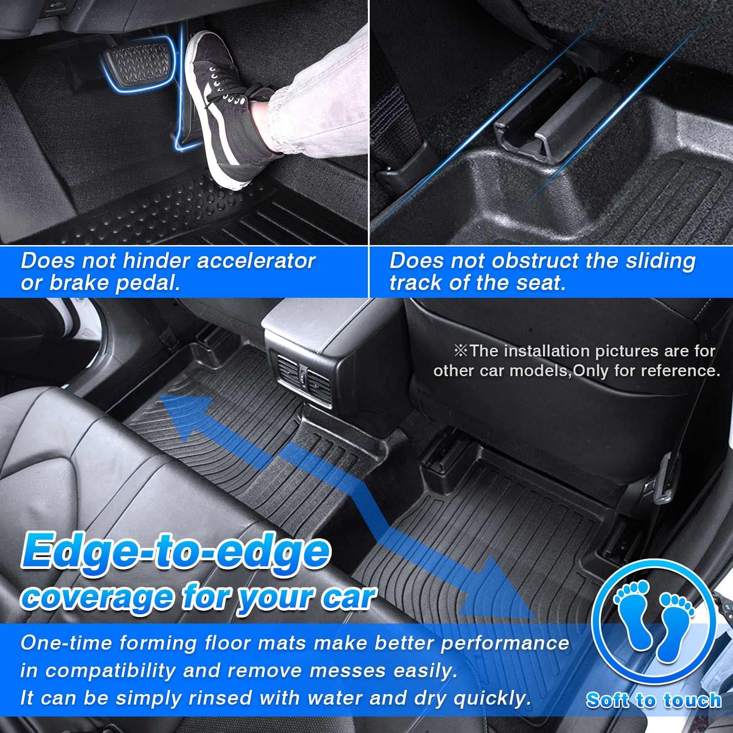 Cartist Custom Fit for Floor Mats Honda Accord 2018 2019 2020 2021 2022 (All Models) Floor Liners All Weather Front & 2nd Row Full Set TPE Waterproof