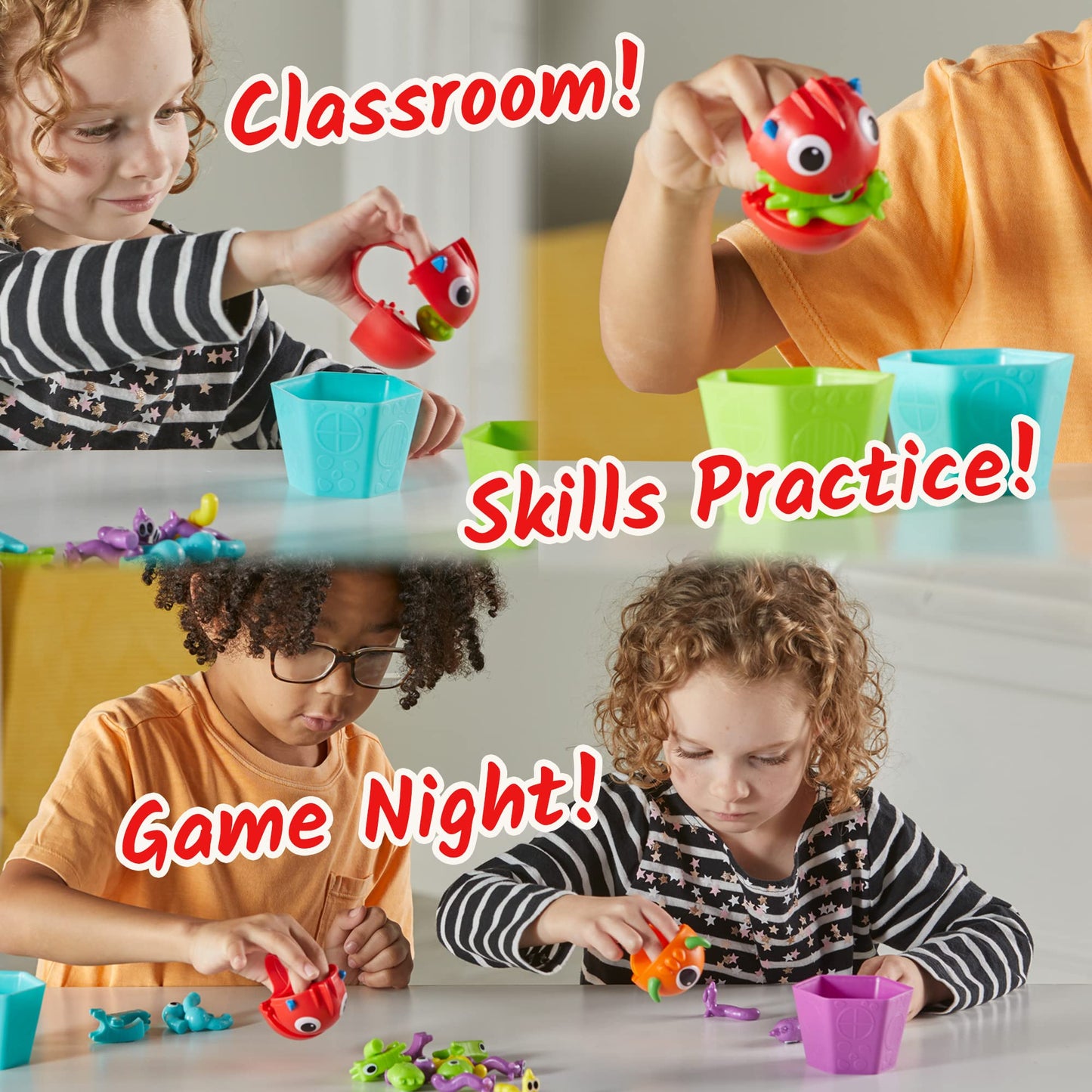 hand2mind Grab That Monster Fine Motor Activity Set, Occupational Therapy Toys, Fine Motor Skills Toys for Toddlers, Pincer Grasp Toys, Play Therapy Games for Kids, Halloween Toys for Kids 3-5