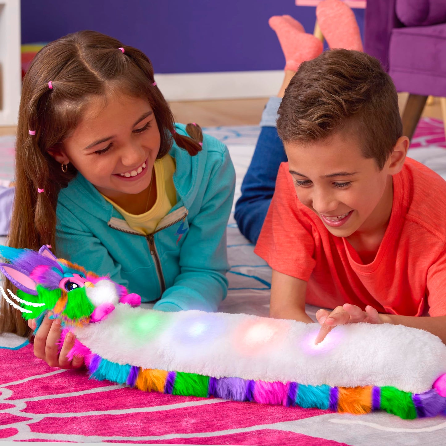 Furby DJ Furby Interactive Toy, Neon Star, Snuggly Electronic Plush, Music, Lights, Motion, & Games, Speaks English & Furbish, 32 in/81 cm Long, 6+ (Amazon Exclusive)