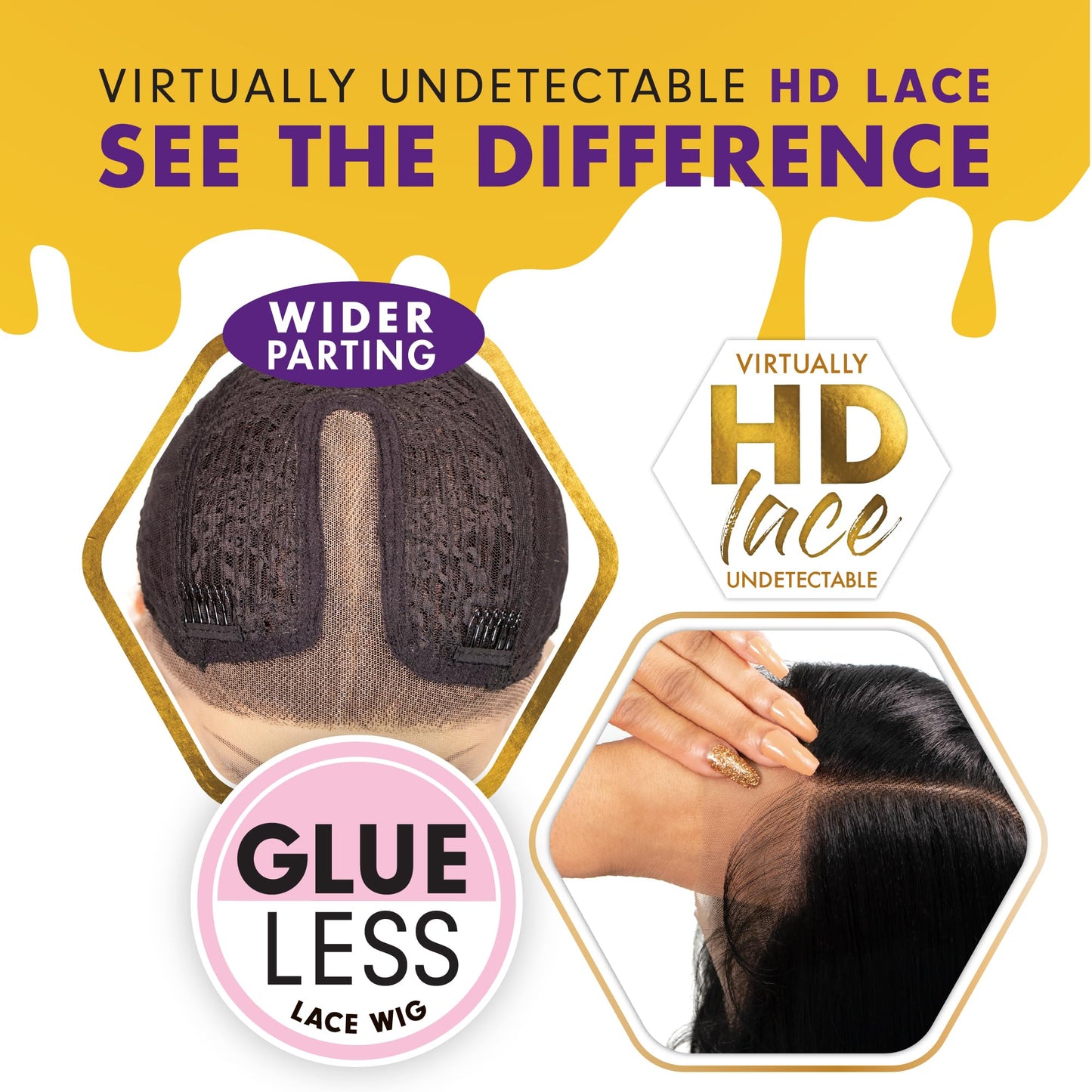 Sensationnel Butta lace wigs - unit 5 extra wide 5 inch deep parting synthetic preplucked hairline glueless lacefront (1 JETBLACK)