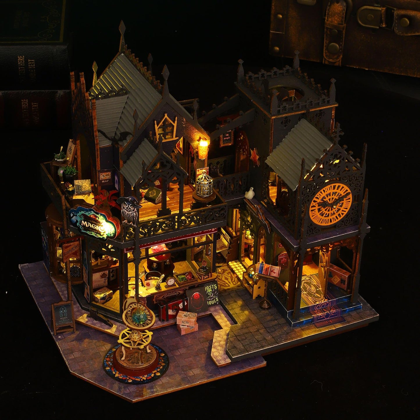 Fifijoy DIY Miniature Dollhouse Kit, Holo Magic City DIY Miniature House kit Wooden Dollhouse Kit, DIY Mini House kit for Adults to Build
