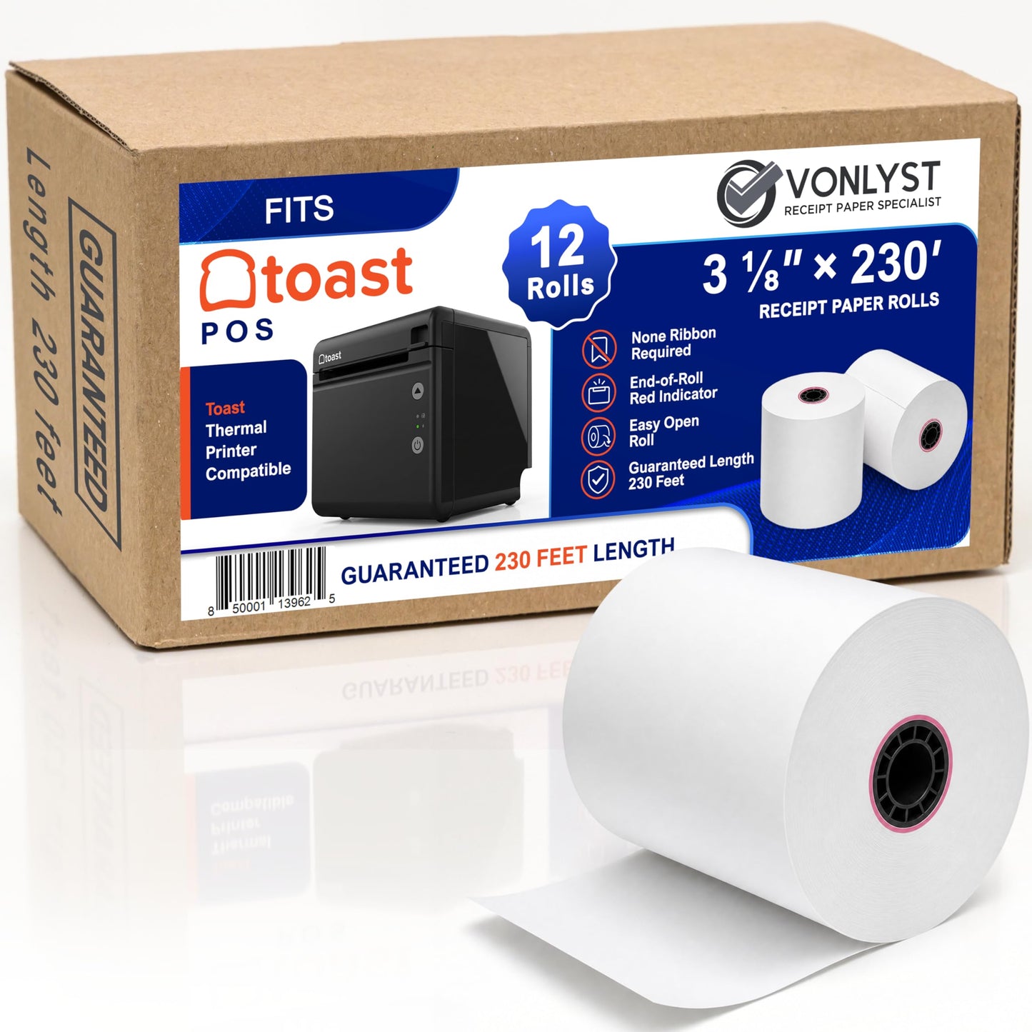 Vonlyst Thermal Printer Paper Roll for Toast TP200 Receipt Printer Point of Sale (12 rolls)