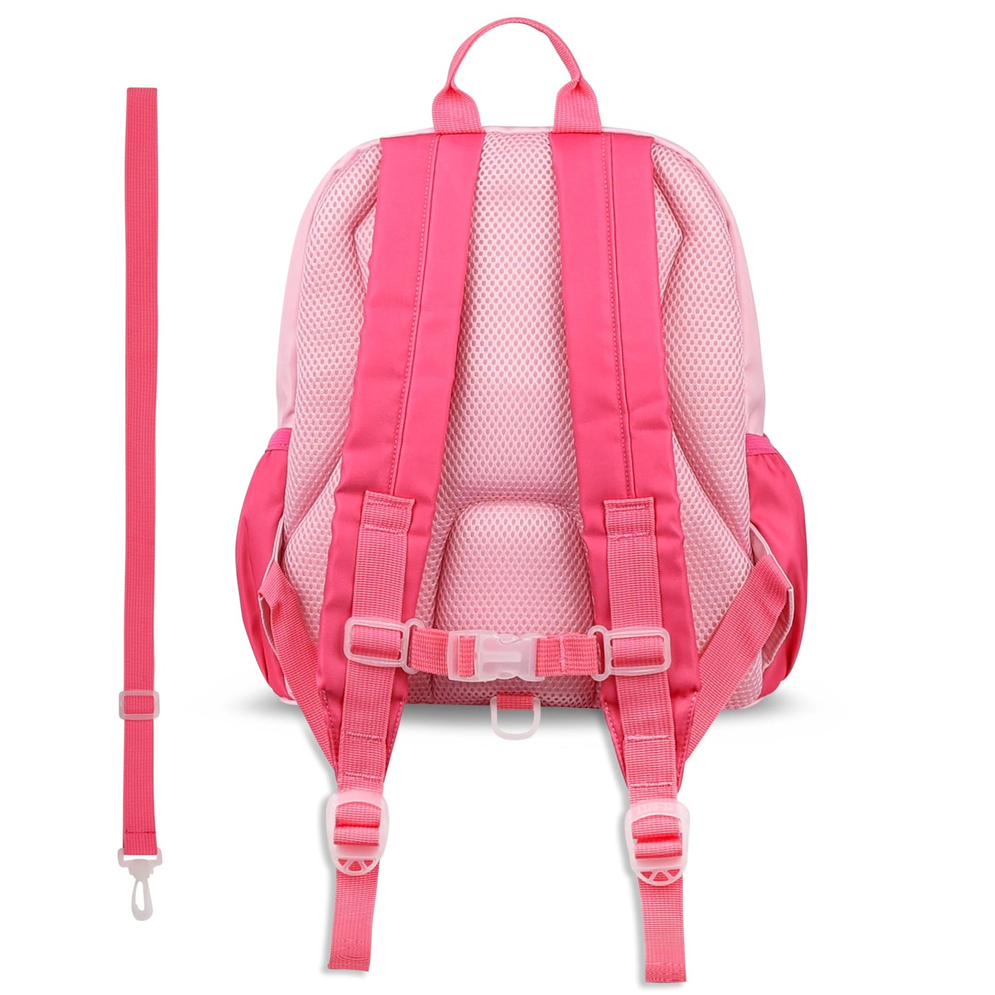 Livzen Pink Unicorn Rainbow Toddler Backpack, 12-inch, for girls aged 2-4. Features detachable 3D pouches,stickers and safety leash, for kindergarten and preschool, Perfect Christmas or birthday