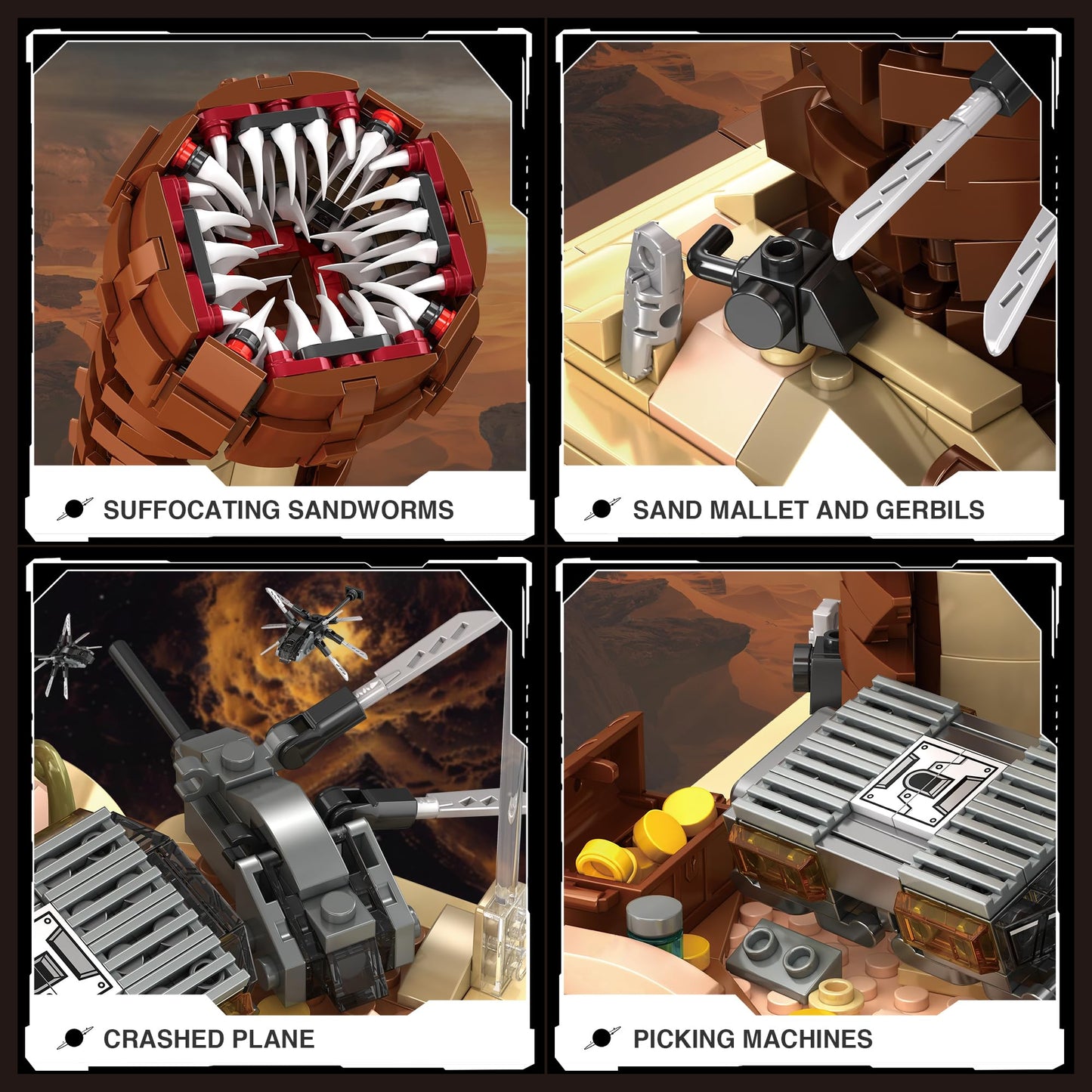 Sandworm Building Blocks Set for Boy 8-12, Comes with Suspended Ornithopter Building Blocks Toy, Creative Building Blocks Adult Gift Idea for Movie Fans, 1688Pcs