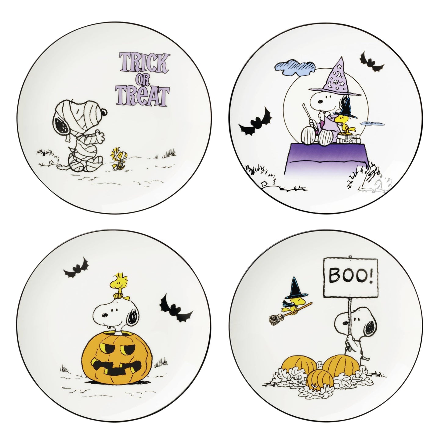 Lenox 896688 The Great Pumpkin Accent Plates, Set of 4, Assorted, Halloween