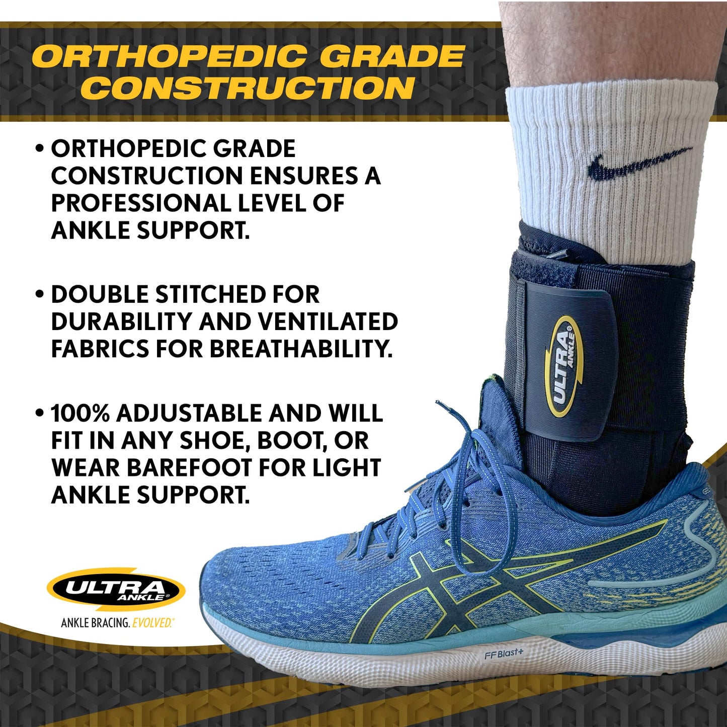 Ultra 360® Lace-Up Adjustable Ankle Brace – For Ankle Stabilization, Adjustable Compression