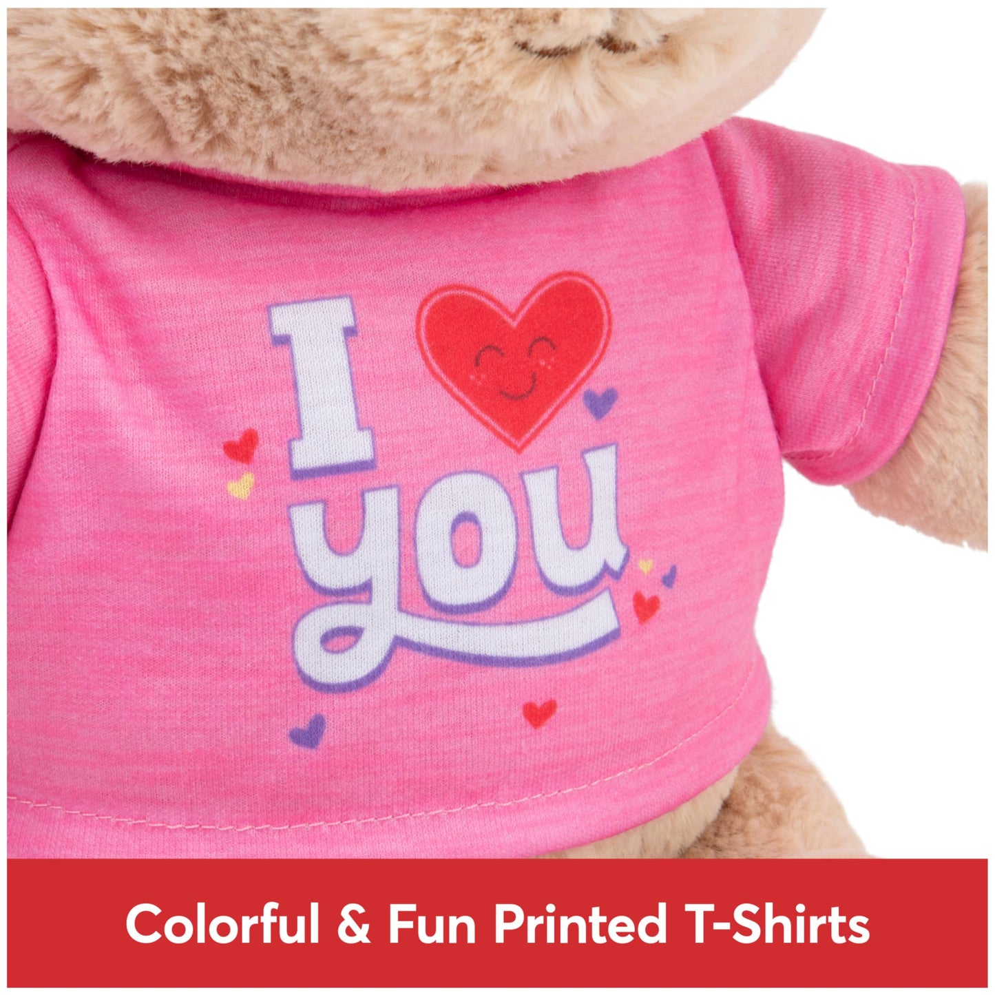 GUND “I Love You” Sustainable Message Bear with Pink T-Shirt, Teddy Bear Made from 100% Recycled Materials for Ages 1 and Up, Tan, 12”