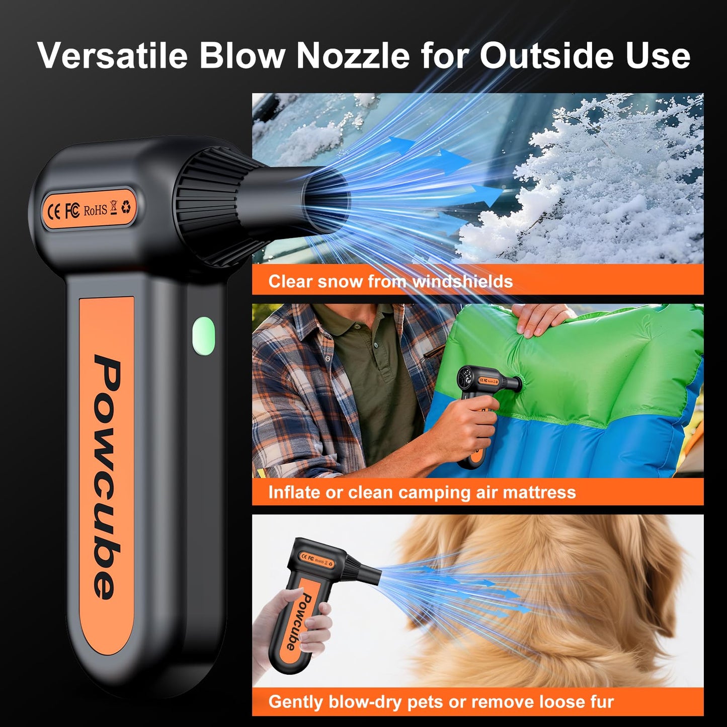 2-in-1 Compressed Air Duster 180000RPM Powerful Motor, Cordless Mini Vacuum Cleaner, 10,000mAh Battery, Portable Electric Air Duster, Dust Blower for Computer, Keyboard, Outdoor, House, Car and Office