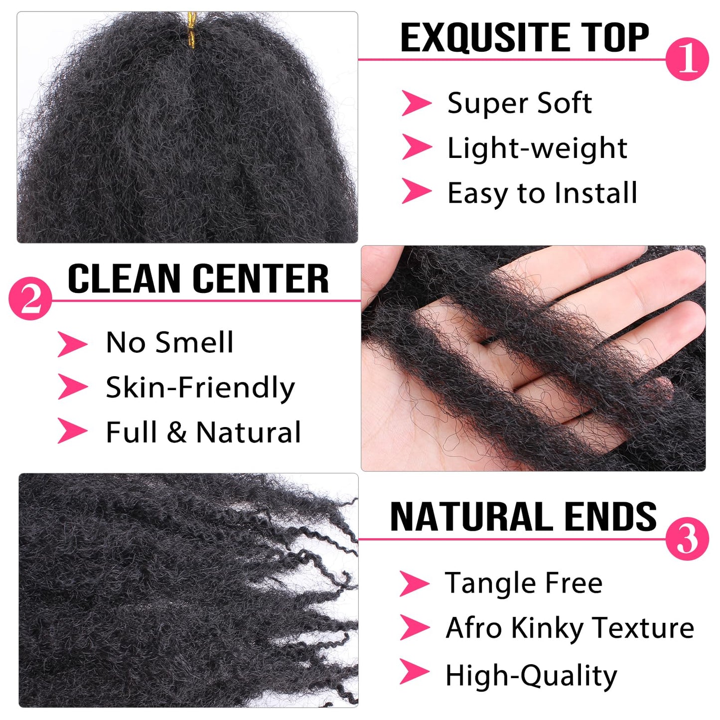 RuiYok 30 Inch Marley Twist Braiding Hair 8 Packs Pre-Separated Marley Hair Crochet Braids Black Long Springy Afro Kinky Twist Hair for Crochet Locs Hair Havana Twist Braiding Hair Extensions 1B#