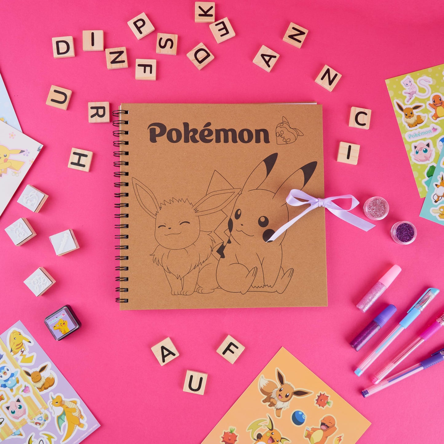 Pokemon Scrapbook Craft Kit for Kids, All-in-One Set with Gel Pens, Glitter, Sticker Sheets, Scrapbook Supplies, Art Supplies, Gifts for Kids