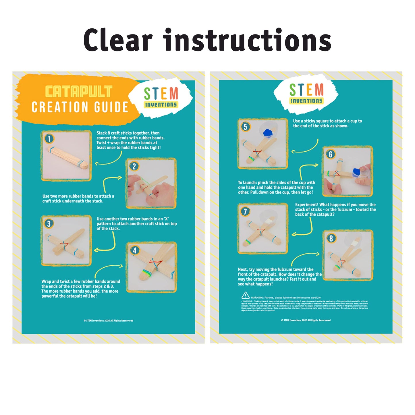 STEM Inventions Catapults Kit – Supplies to Build 30 Mini Toy Catapults - Complete Bulk STEM Project Kit for Kids and Classrooms