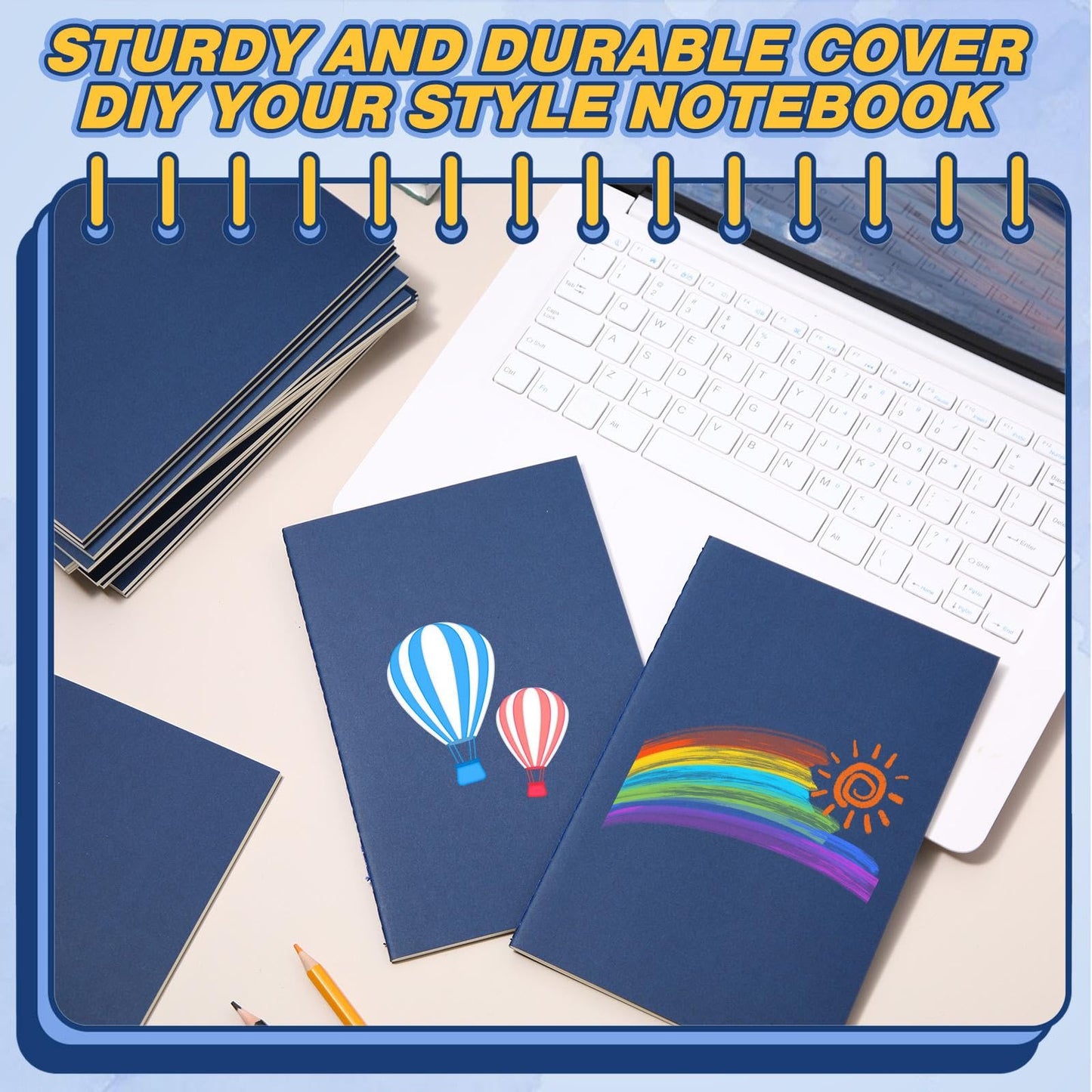 Sepamoon 150 Pack Kraft Notebook Journals 5.82 Inch x 4.13 Inch A6 Softcover Notebooks Bulk for Kids Student Writing Sketch Travel Journal Office Notepad with 48 Page 24 Sheet(Blue,Lined)