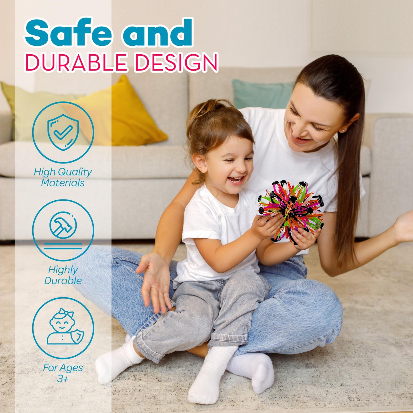 4E's Novelty Expandable Breathing Ball Sphere (4 Pack) Toy for Kids Stress Reliever Fidget Toys for Yoga Anxiety Relaxation Expands from 6" to 12"