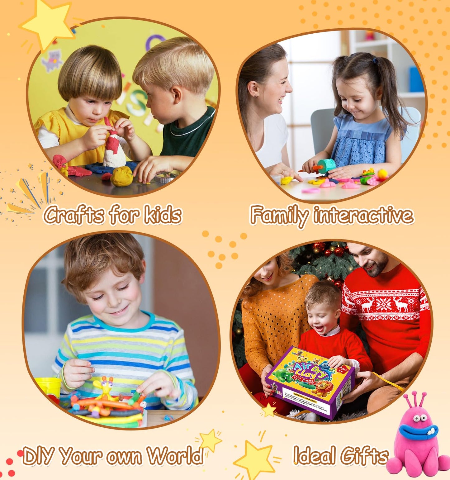 Air Dry Clay for Kids 120 Packs Air Foam Clay, 100 Customized Colors, More White and Black Magic Clay, Non-Sticky Soft and Super Light Clay with Sculpting Tools, Guide, 3 Age+