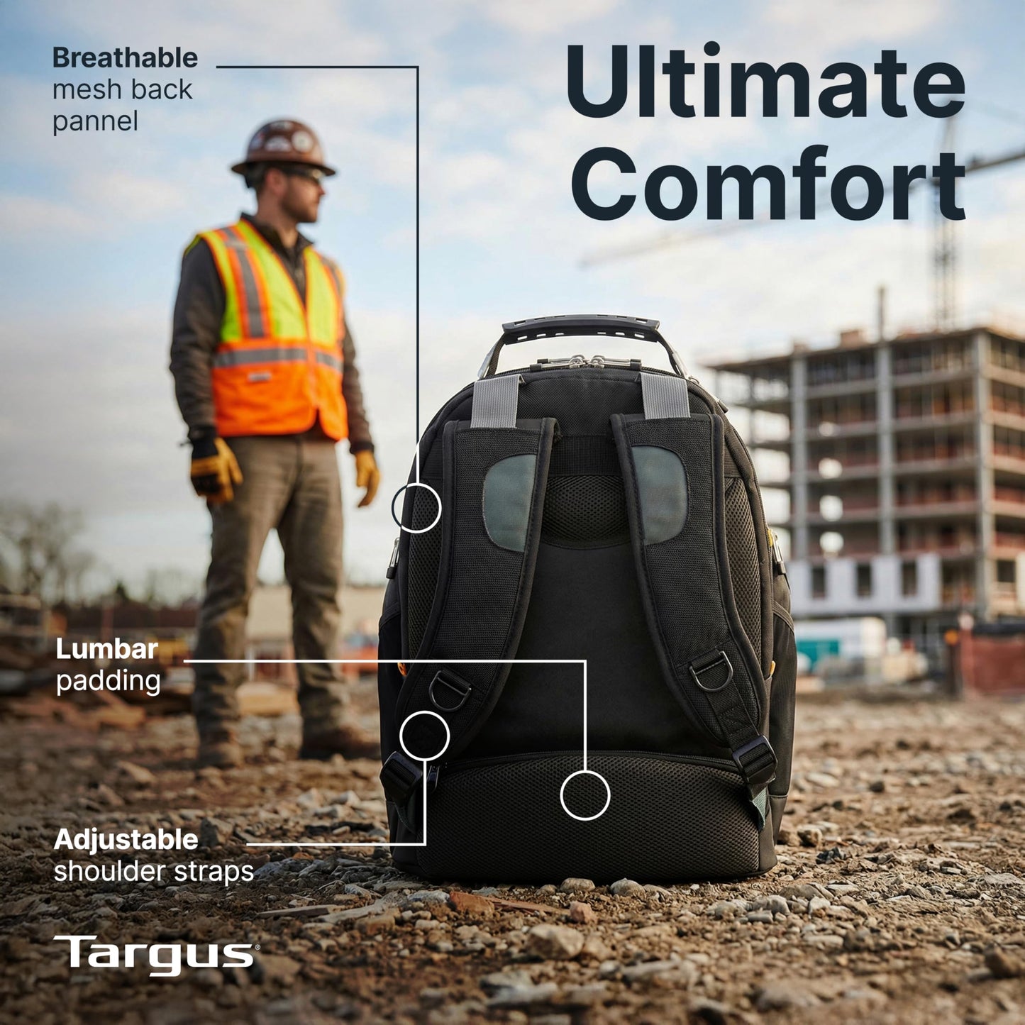 Targus Drifter II Laptop Backpack, Black/Gray – Backpack for Men for Business and Travel, Durable Water-Resistant Material, Fits up to 17" Laptops (TSB239US)
