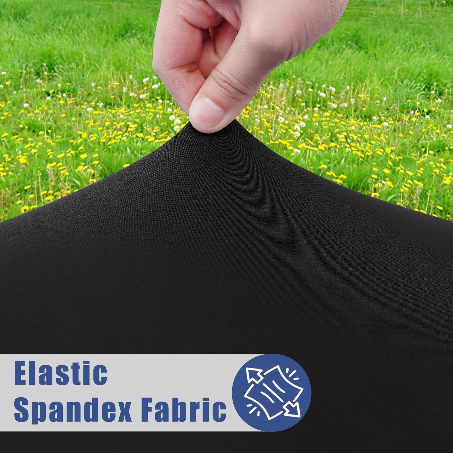 Moosfor Spandex 6 Foot Rectangle Table Cloth 6 Pack, Elastic Fitted Tablecloths for Picnic, Stretch Washable Patio Table Cover for Outdoor, Camping, Banquet and Parties (Black, 30"x72")