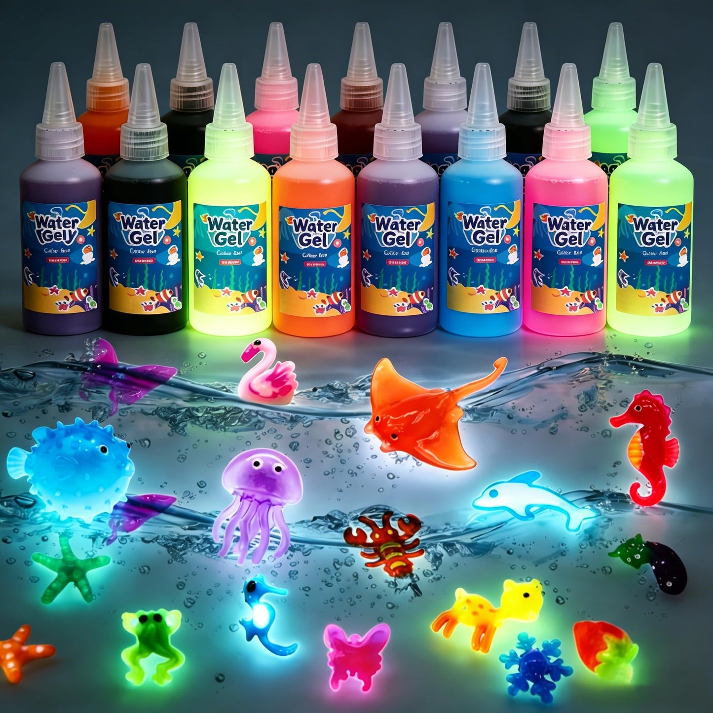 BSINHTIY Water Elf Toy Refill Kit, 40 Pack with Glow in the Dark, Sparkle, Pearl Color and Powder Refill, Provides Everything Young Artists Need to Fully Enjoy All Kinds of Fun.