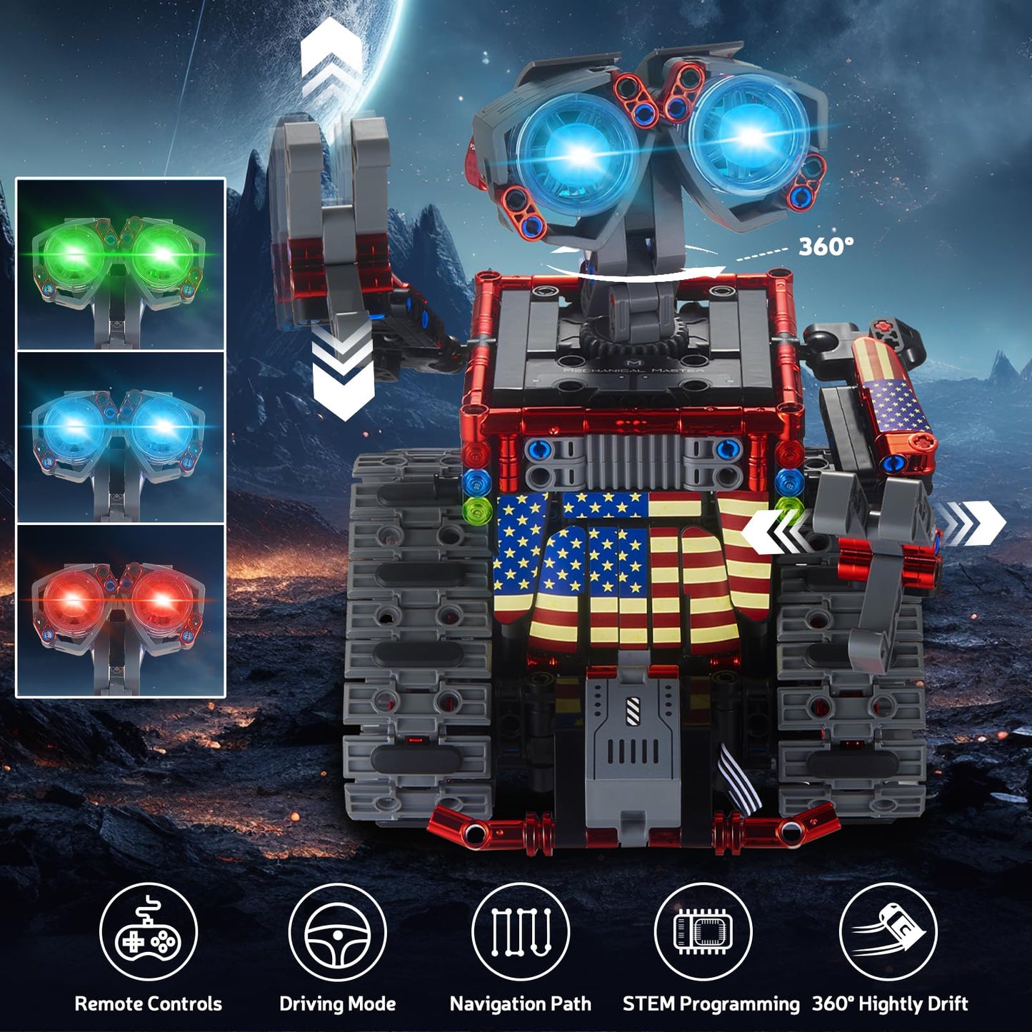 JOJO&Peach Stem Robot Building Toys, Remote & APP Controlled 4 in 1 Wall Robot/Stunt Car/Triangle Robot, STEM Projects Creative Gifts Toys for Boys Girls 6 7 8-12 (631Pieces)