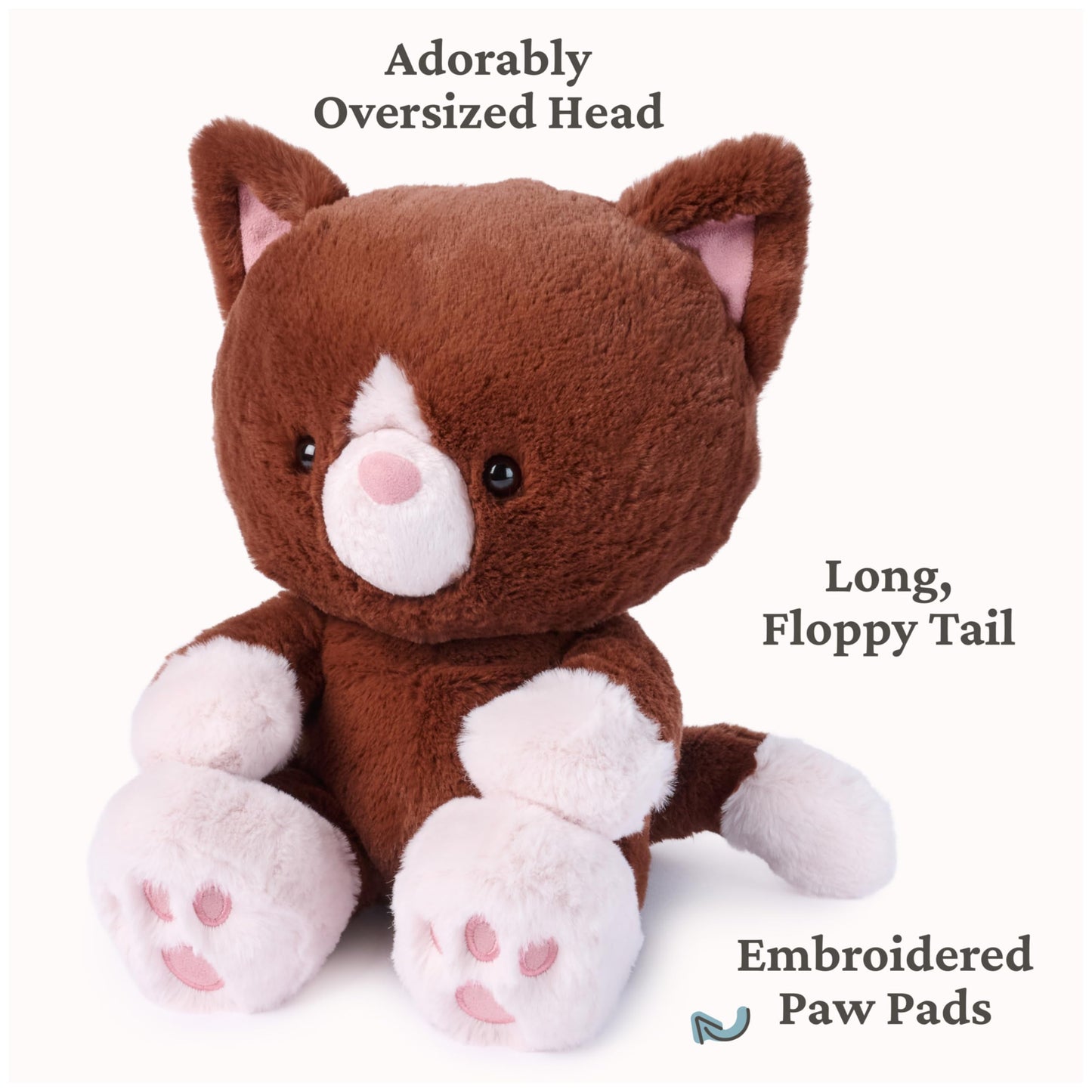 GUND Hazel Kitten Plush Toy, Premium Kitten Stuffed Animal, Sensory Toy for Ages 0 and Up, Brown, 12”