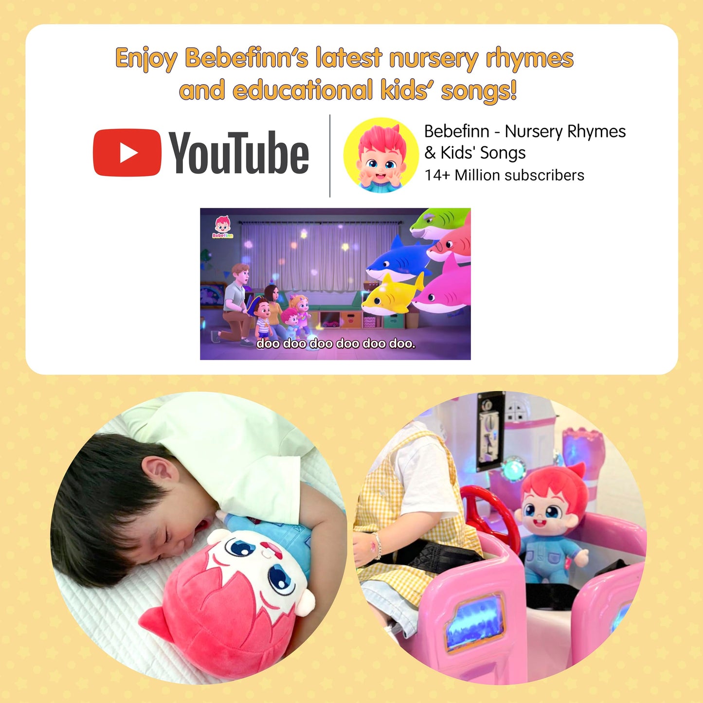 Pinkfong Bebefinn Plush Toy - 12" (30cm) Stuffed Doll | Soft Cuddly Plush for Toddlers | Bebefinn Toy | Perfect Birthday, Holiday for Boys & Girls