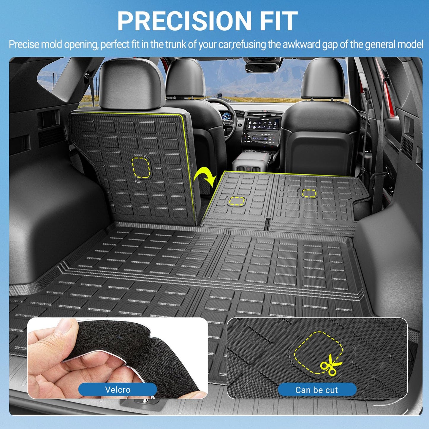 Xipoo Cargo Liner Compatible with 2022-2026 Tucson Cargo Liner Backrest Mat TPE Back Seat Protector Replacement for 2022 2023 2024 2025 2026 Tucson Accessories (Rear Trunk Mat+Rear Backrest Mat)