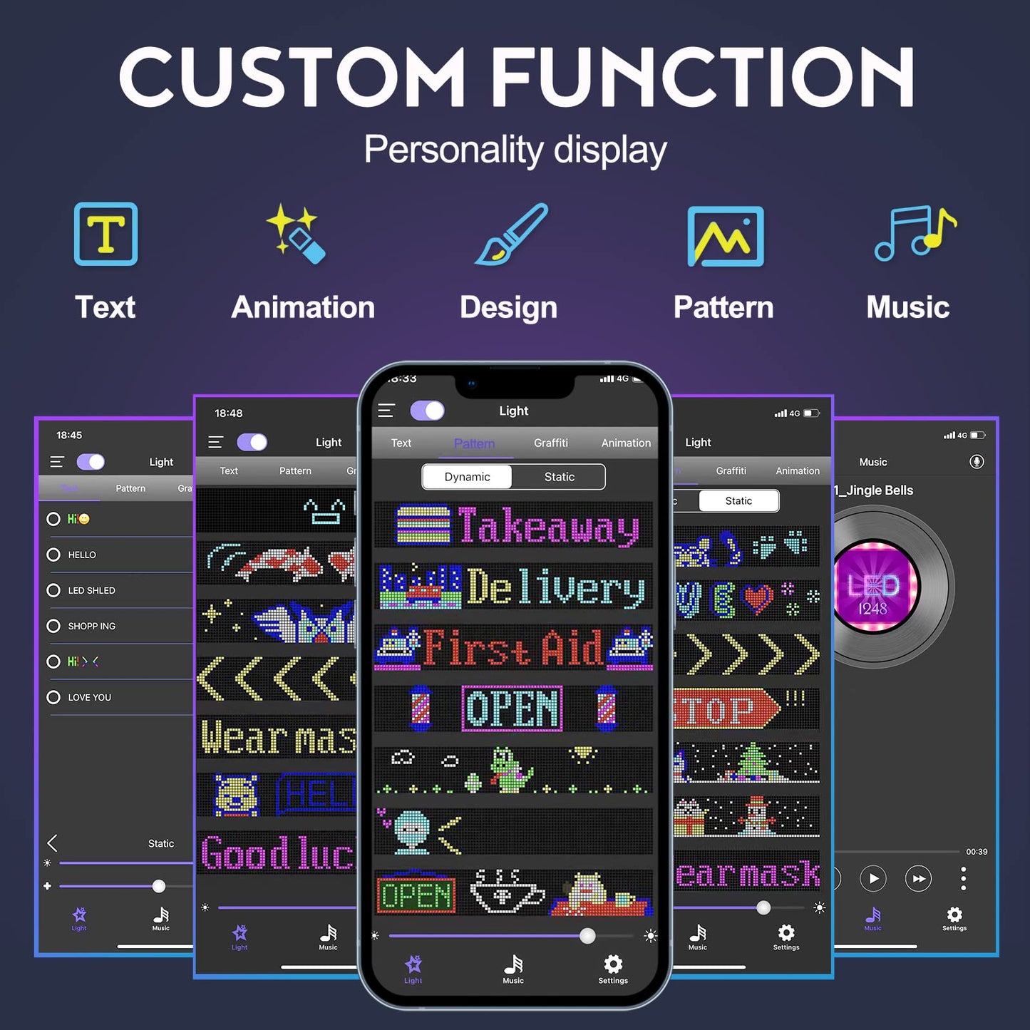 Programmable Led Sign, Devil Truck Wink Eyes Sticker, Scrolling Message Shop Signs Flexible Digital Display Matrix Panel DIY Custom Text Graffiti Animation for Store Car Bar Hotel Advertising