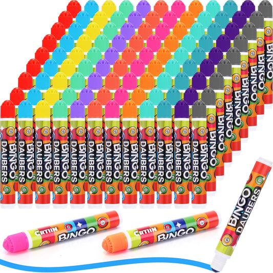 Crtiin 108 Pack Assorted Colors Set of Bingo Daubers in 12 Colors Dot Markers 12 Ml/ 0.4oz Bingo Supplies Dot Paint Markers for Art and Crafts Painting Supplies Drawing Coloring Class Gift