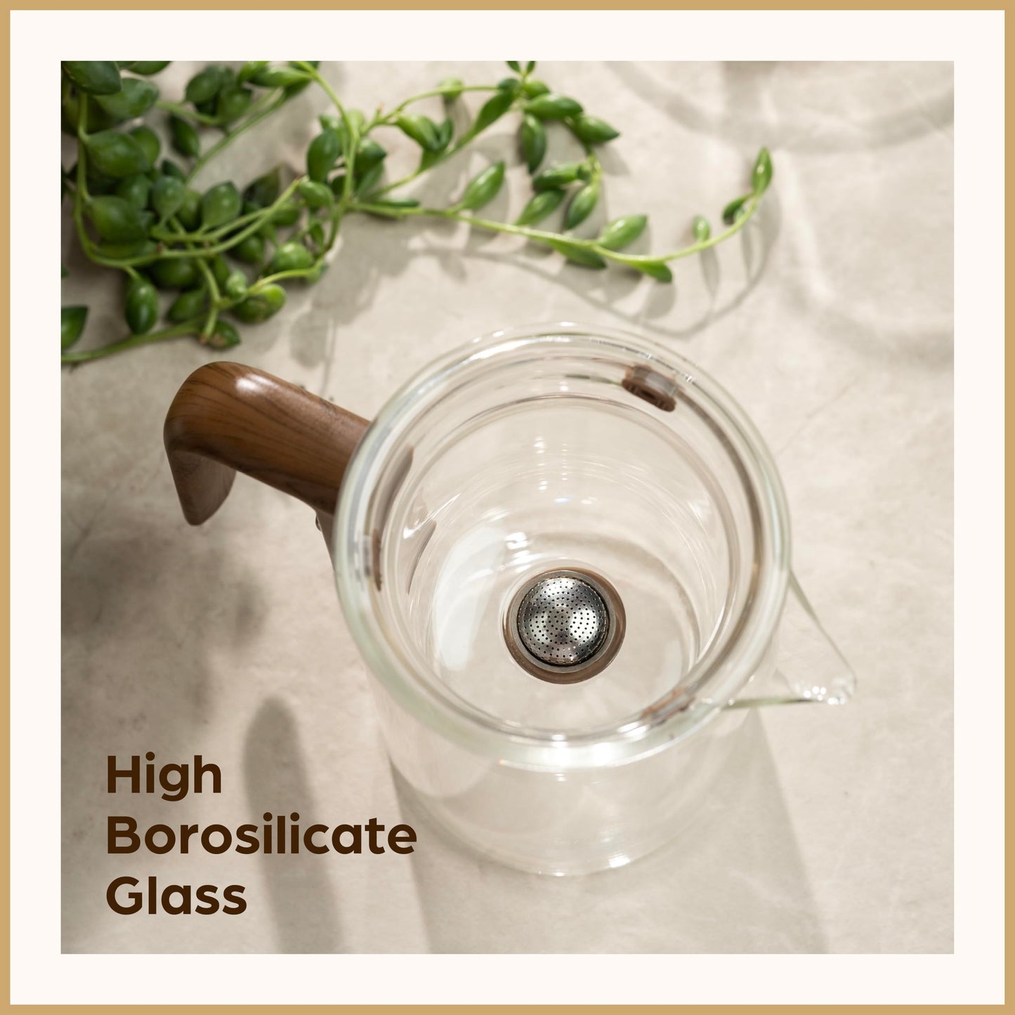 WOLTBLOOM Enchanti Glass Teapot with Infuser - Magic Tea Pot for Loose Leaf Tea - Borosilicate Glass Tea Maker with Heat-Resistant Handle - Gift Box & Writable Card - 800ML (27oz)