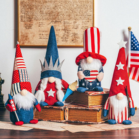 DraMosary 4Pcs Independence Day Gnomes
