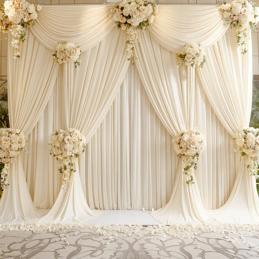 20ft x 15ft Champagne Wrinkle Free Backdrop Curtains for Wedding Party Backdrops Curtain Drapes Fabric Decorations Photo Back Drop Cloth for Baby Shower Photography Stage Reception
