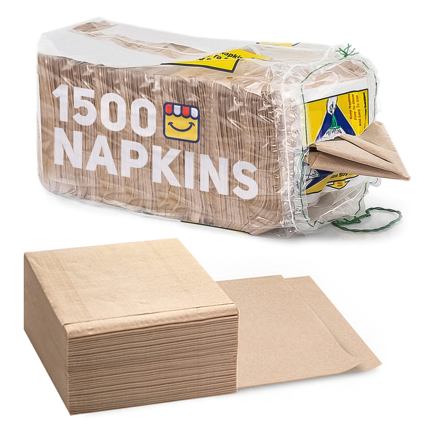 (1500-Pack) Brown Napkins - Bulk Unbleached, Natural & Rustic Kraft Paper Napkins - Eco-Conscious Disposable Kitchen Tissue Supplies for Home, Parties, Restaurant, BBQ - 12x12” Unfolded