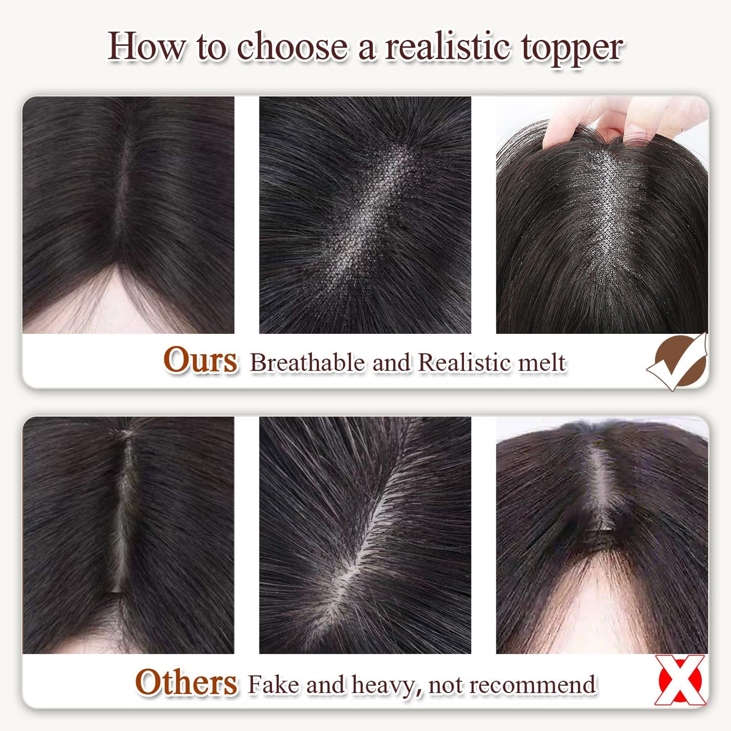 UDU Hair Toppers for Women Real Human Hair Toppers for Women with Thinning Hair Ombre Blonde Toppers Hair Pieses with Bangs Clip In Bangs Wiglets Hair Pieces for Women for Hair Loss Cover Gray Hair