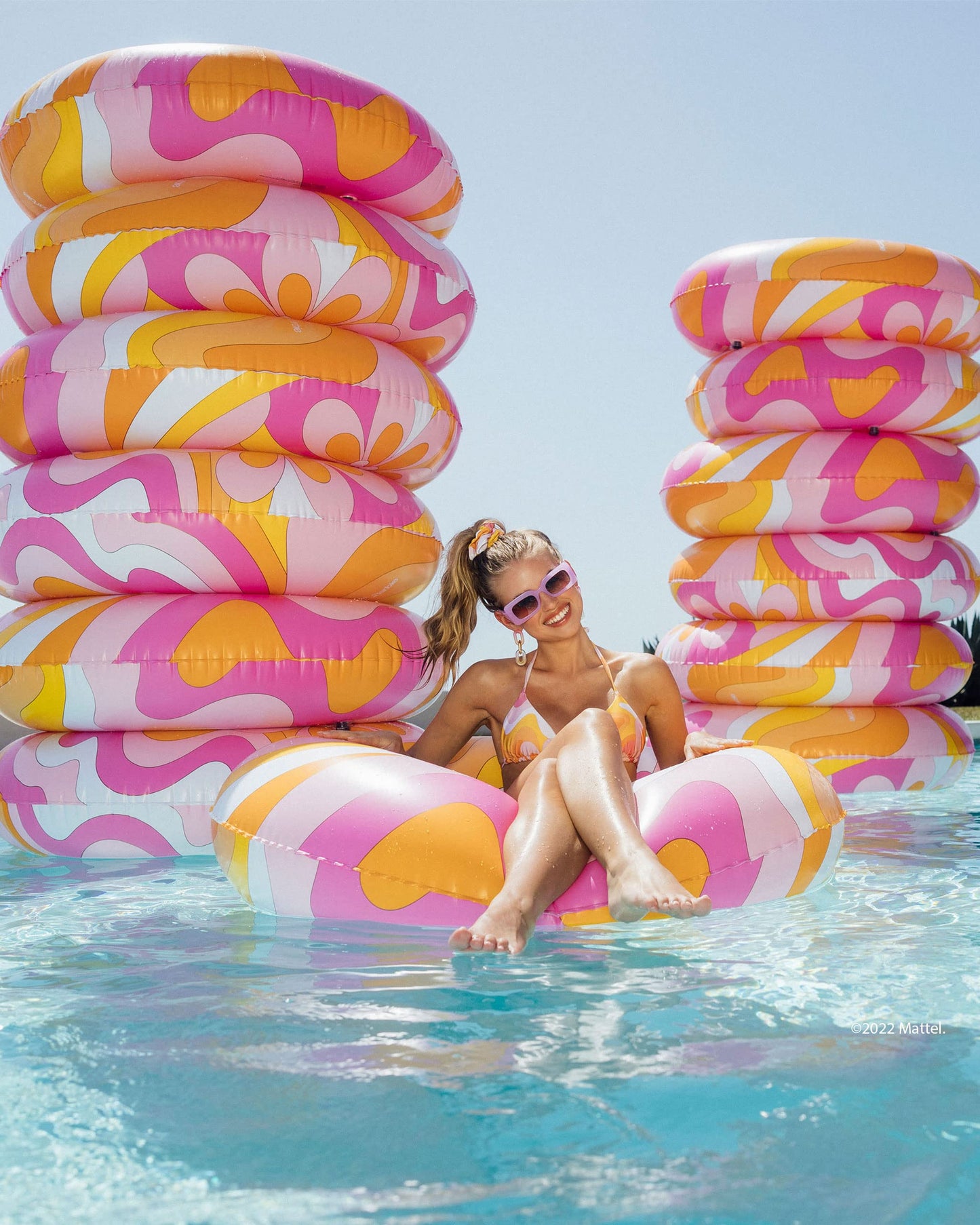 FUNBOY & Barbie Luxury Dream Tube Pool Float Oversized 50'' Adult Tube Float with Cup Holder