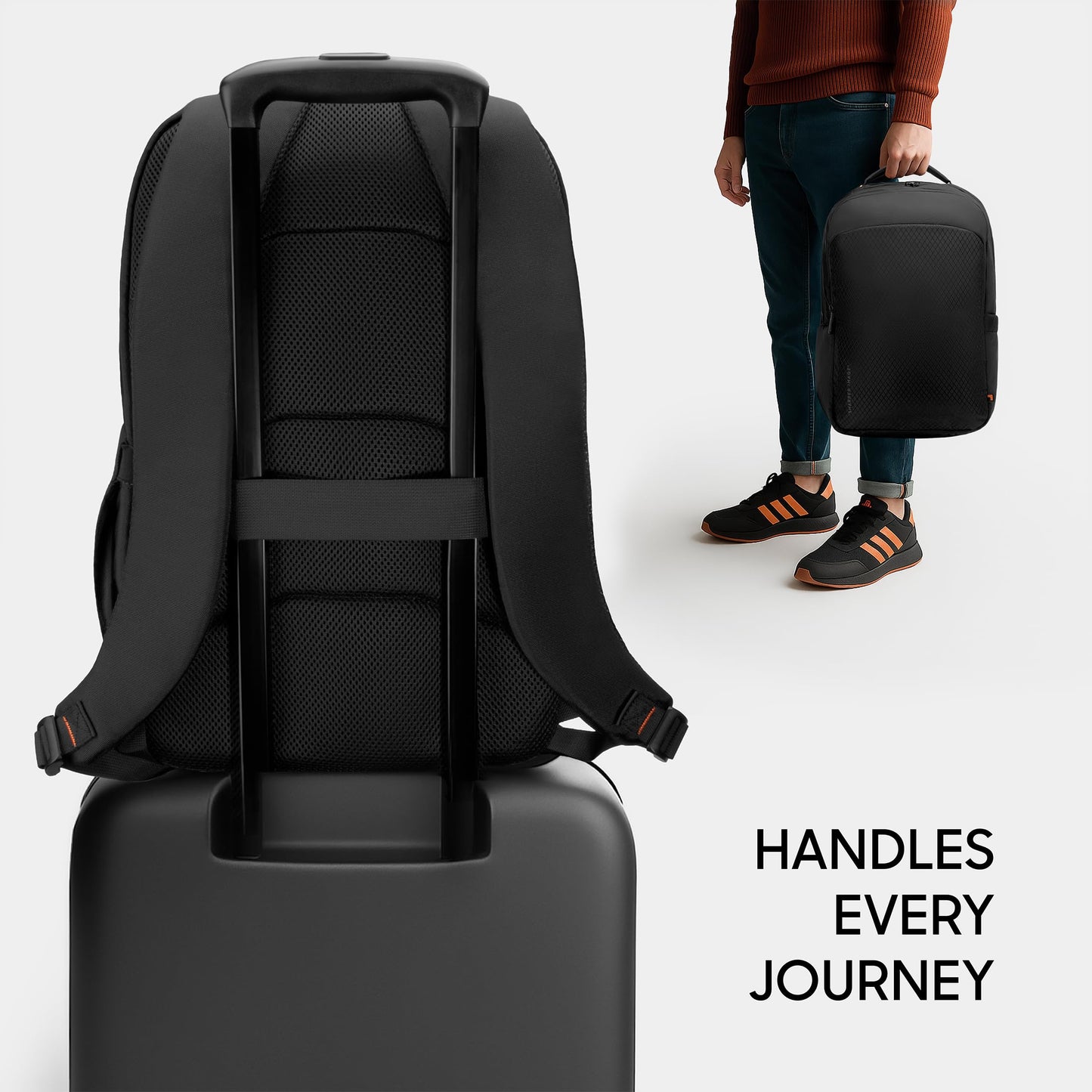 Sharper Image Laptop Backpack, 23L Heavy Duty & Water Resistant Travel Back Pack for Business Work, College School Bag for Men & Women, Fits 16” Computer, Black (Metro Collection)