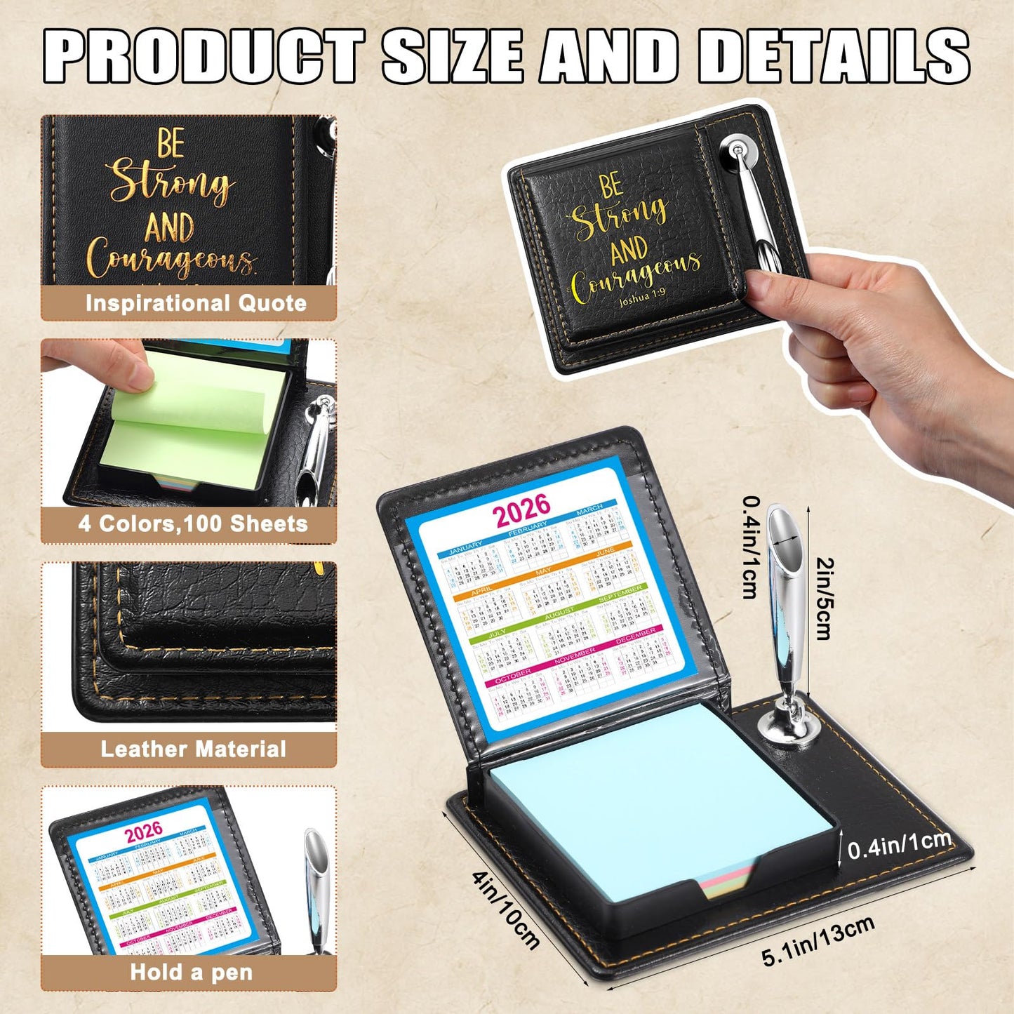 Spakon 12 Set Fathers Day Christian Gifts Bible Verse Sticky Note Holder for Inspirational Church Gifts PU Leather Box with Pen Holder for Church Religious Gift Mother Dad Women Men (Mixing Colors)