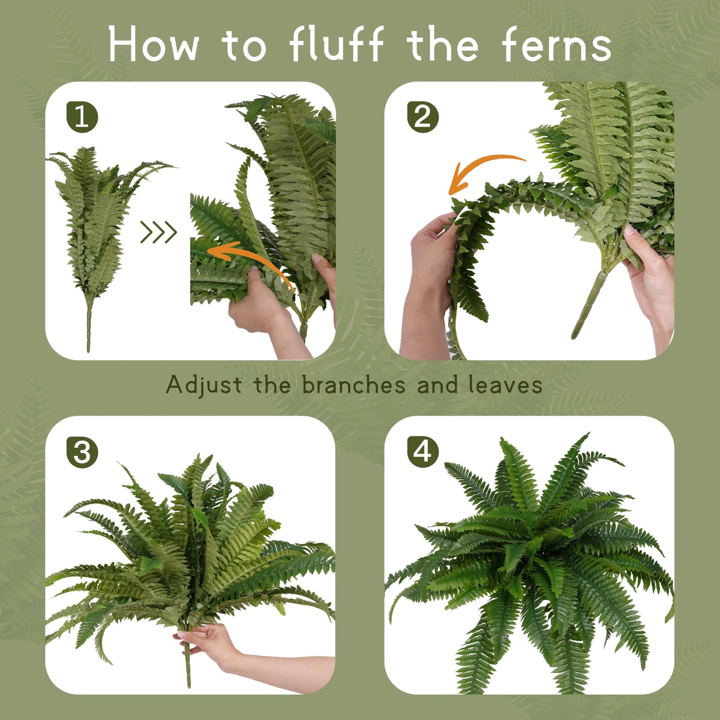 Senjie Artificial Boston Fern 4 Set 55 Branches Fake Ferns for Outdoors 32Inch Faux Plant for Home Living Room Office Decor
