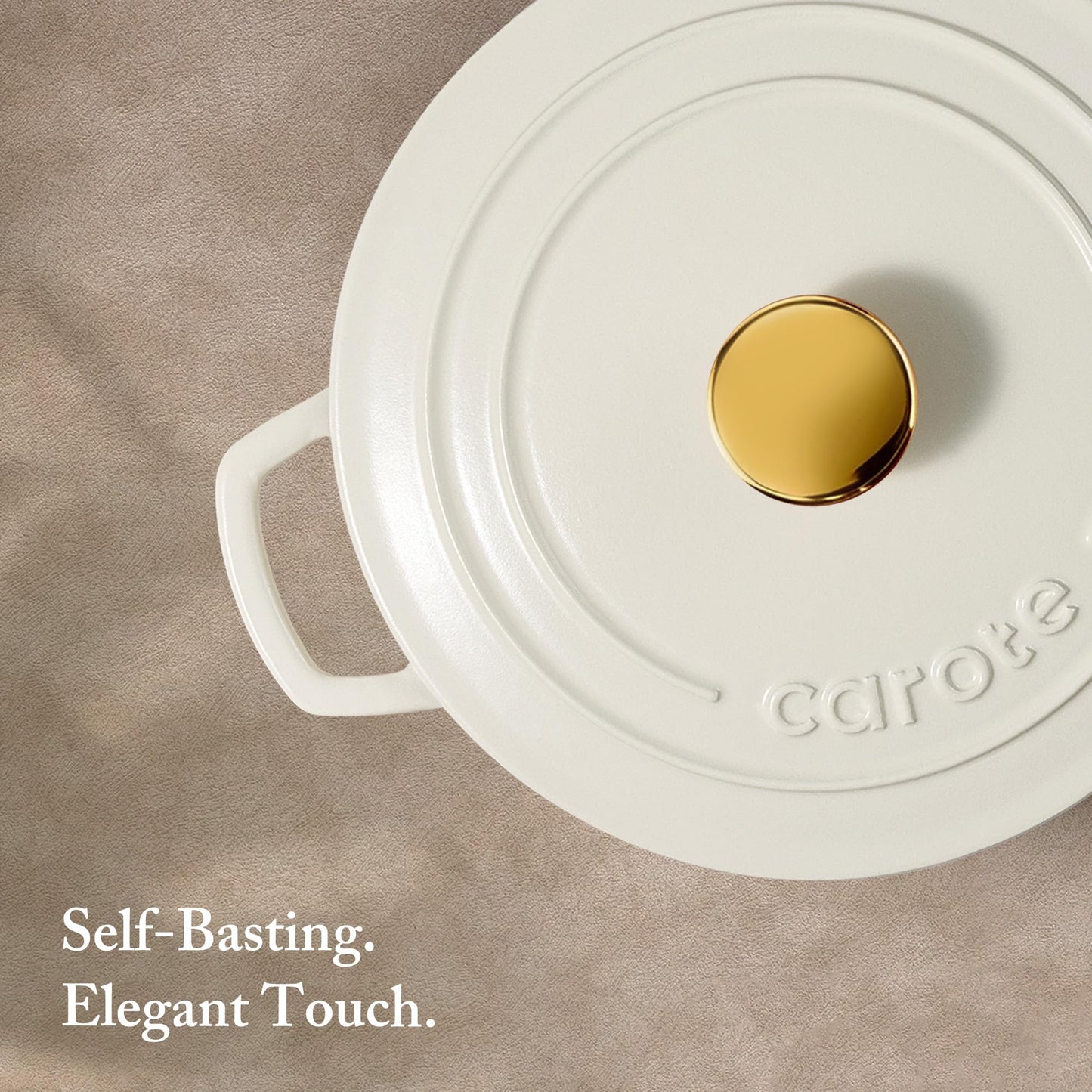 CAROTE 7QT Enameled Cast Iron Dutch Oven Pot with Lid, Heavy-Duty Dutch Ovens for Sourdough Bread Baking, Braising, Stews, Roasting, Healthy & Non-Toxic, Dual Handles, All Stovetop Compatible, Oven Safe up to 500° F, Cream White